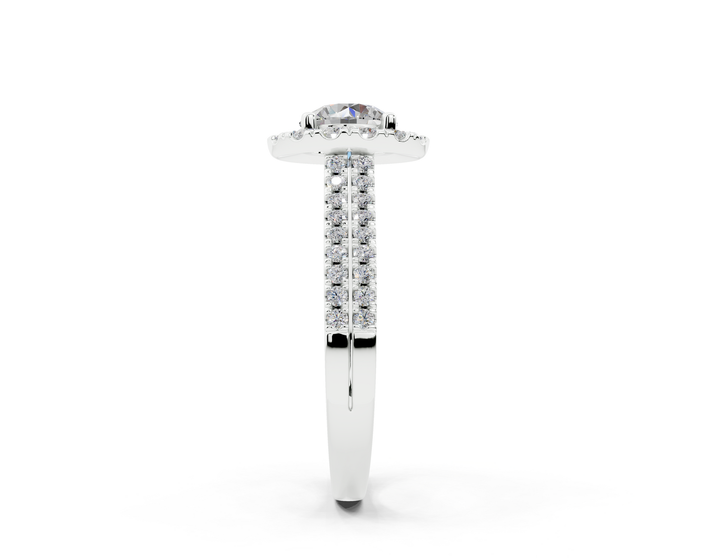 18K Gold Double Shank Halo Diamond Engagement Ring 1 Carat