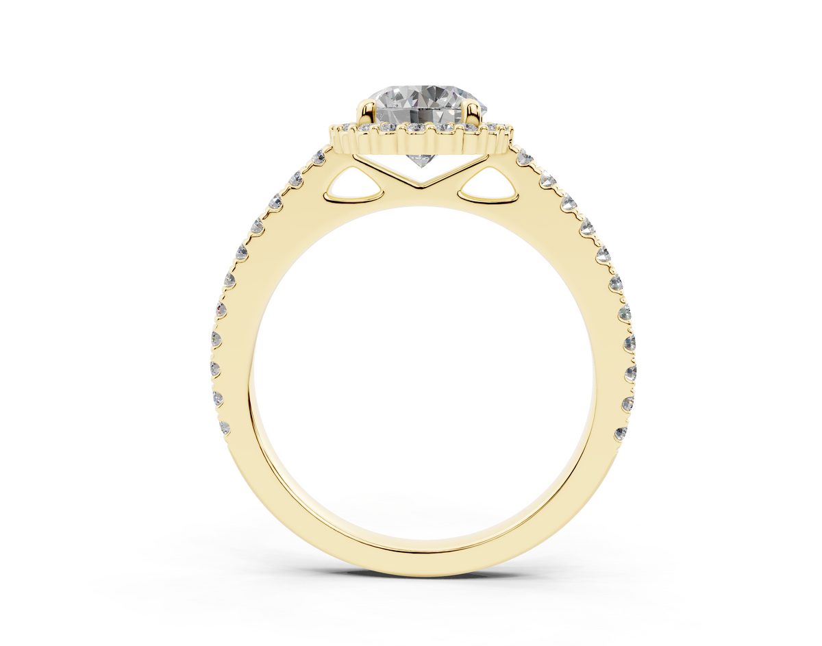 18K Gold Comfort Petite Halo Diamond Engagement Ring 1 Carat - Yellow Gold#Material_Yellow Gold#