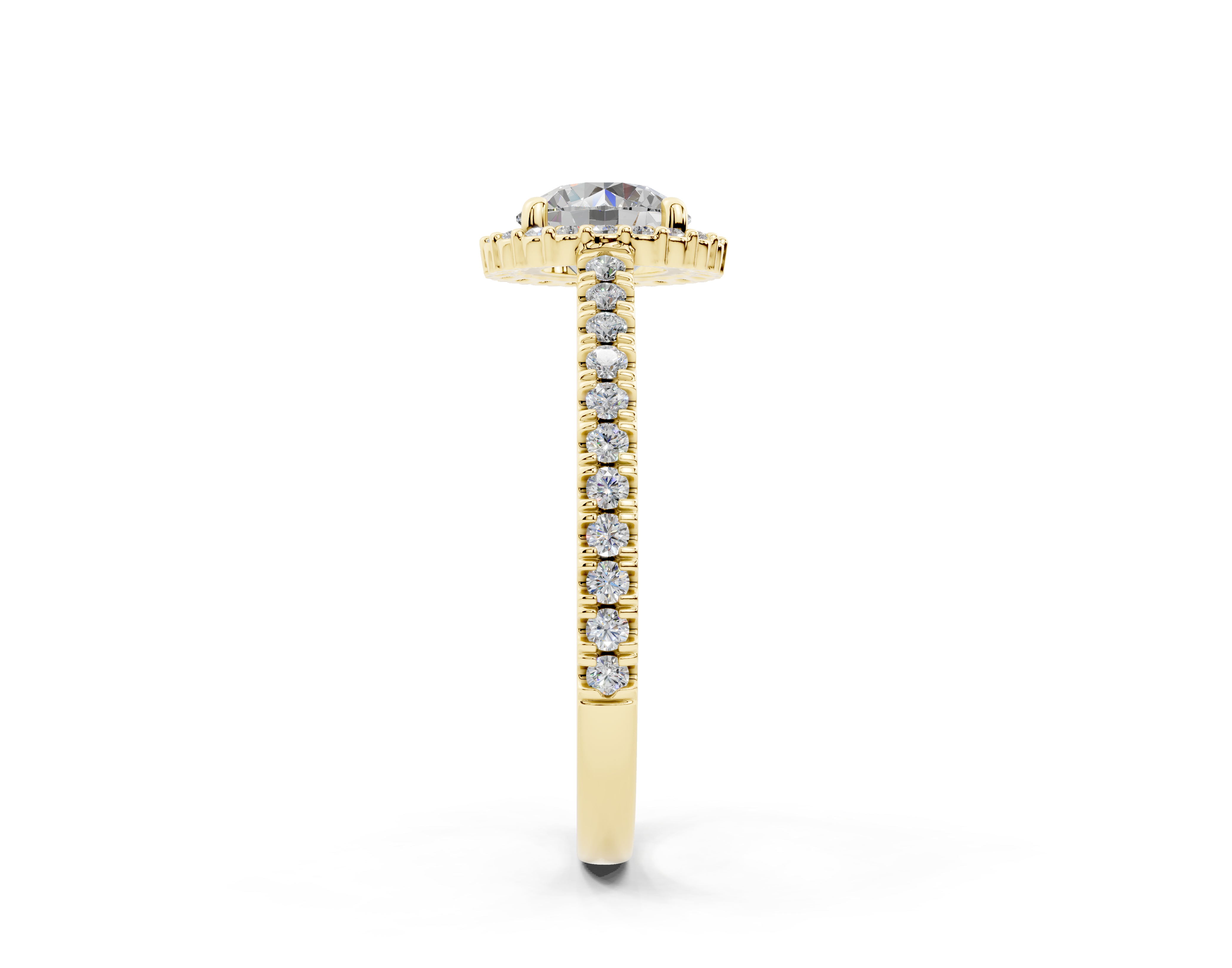 18K Gold Comfort Petite Halo Diamond Engagement Ring 1 Carat - Yellow Gold#Material_Yellow Gold#