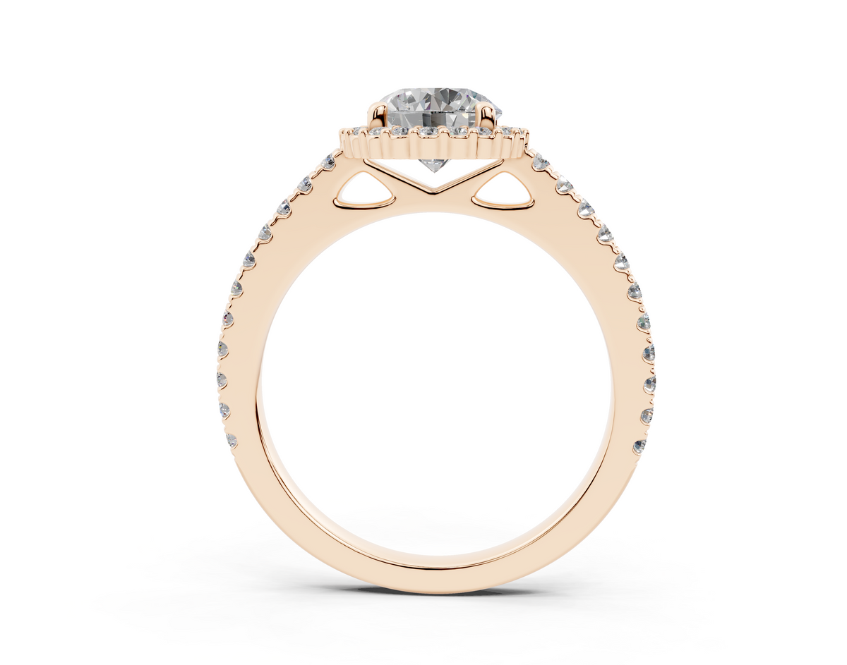 18K Gold Comfort Petite Halo Diamond Engagement Ring 1 Carat - Rose Gold#Material_Rose Gold#