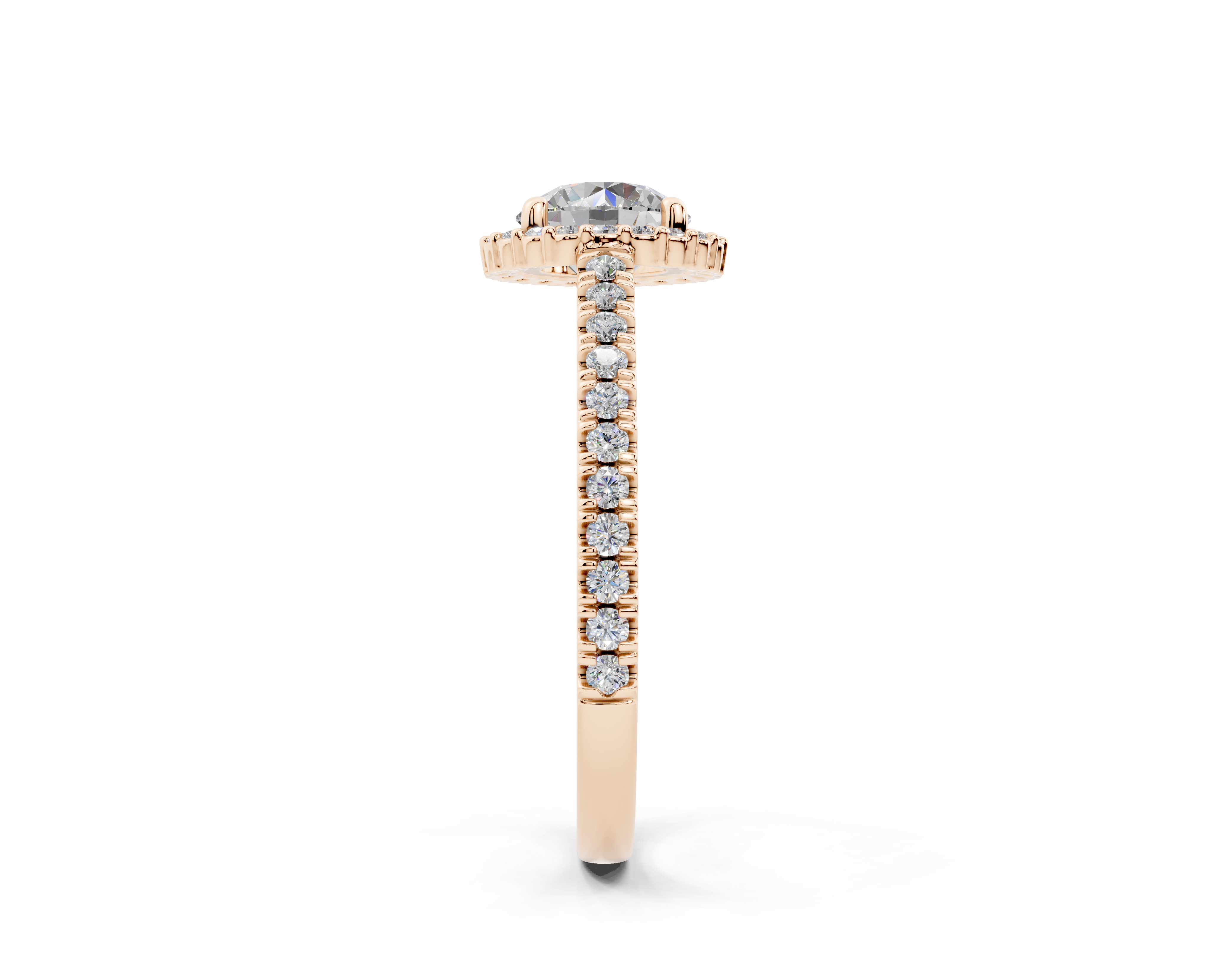 18K Gold Comfort Petite Halo Diamond Engagement Ring 1 Carat - Rose Gold#Material_Rose Gold#