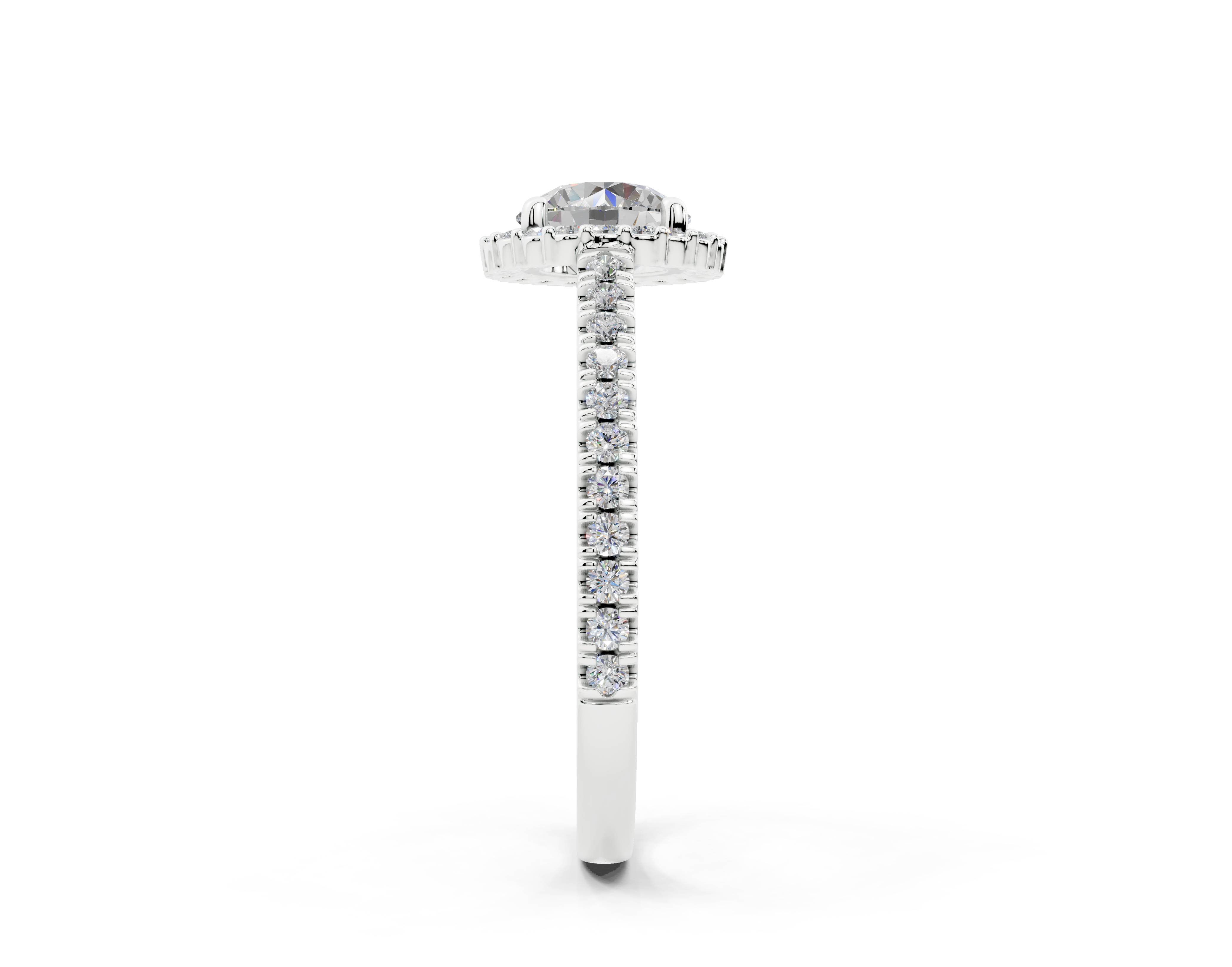 18K Gold Comfort Petite Halo Diamond Engagement Ring 1 Carat - White Gold#Material_White Gold#