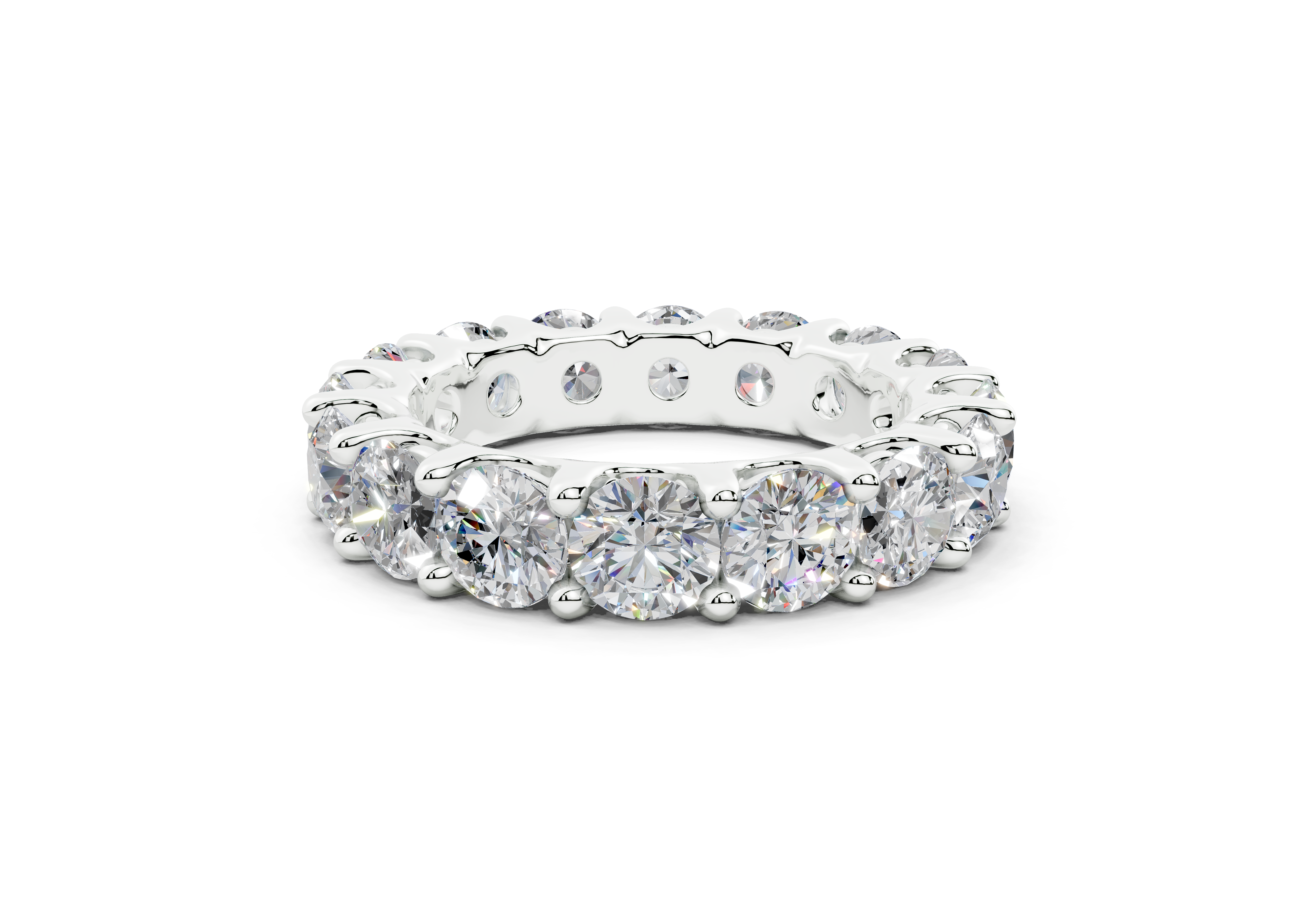 4 Carat 18K Gold Low Dome Basket Lab-Grown Sleek Comfort Diamond Eternity Ring - White Gold - White Gold - White Gold#Material_White Gold#