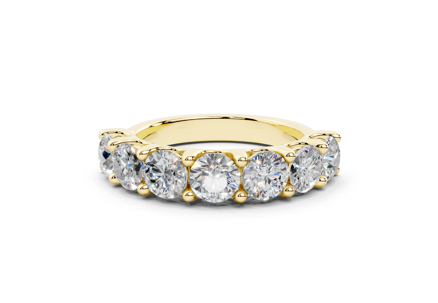 2 Carat 18K Gold Claw Prong Contour Lab-Grown Seven Diamond Half Eternity Ring