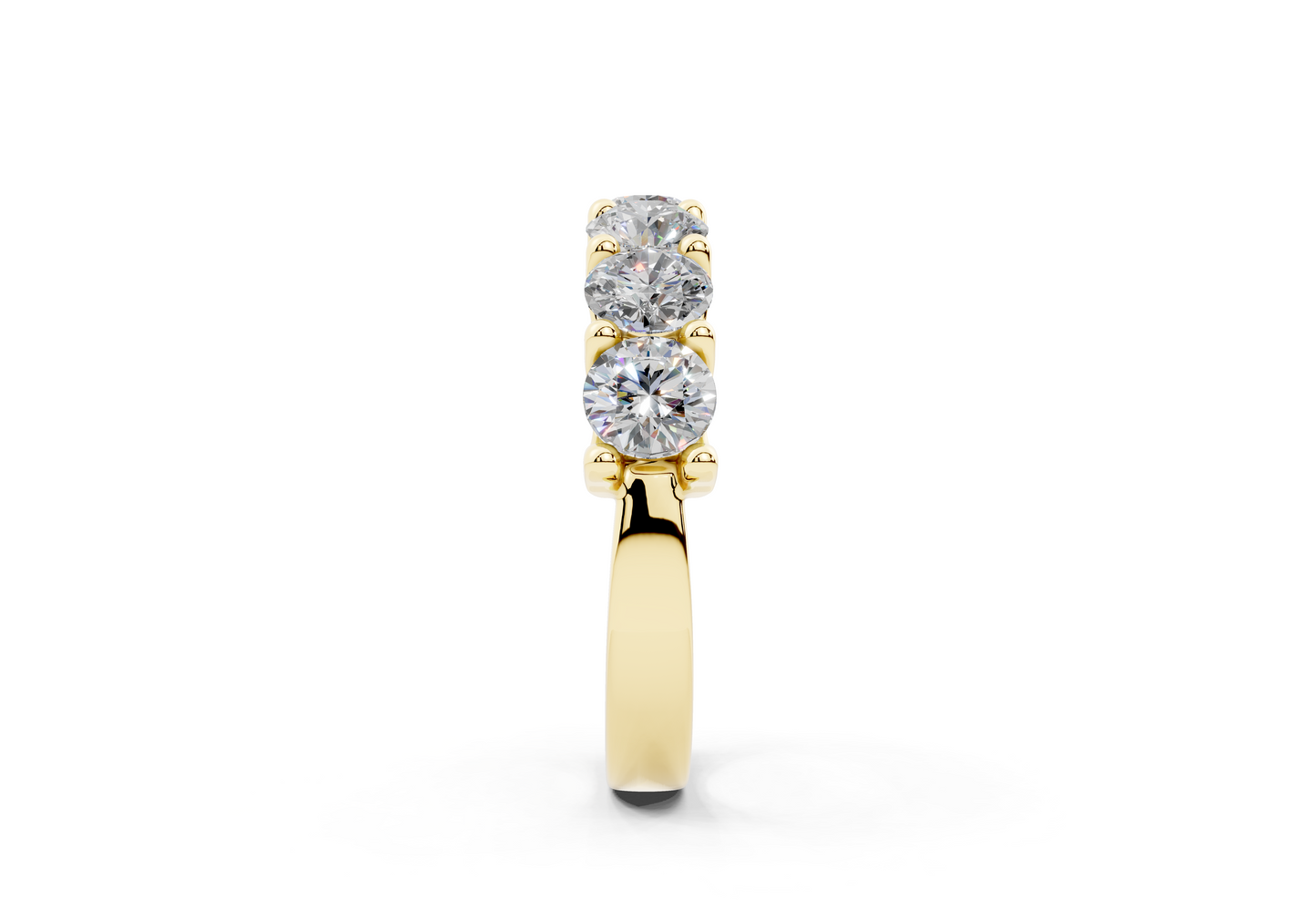 2 Carat 18K Gold Claw Prong Contour Lab-Grown Seven Diamond Half Eternity Ring