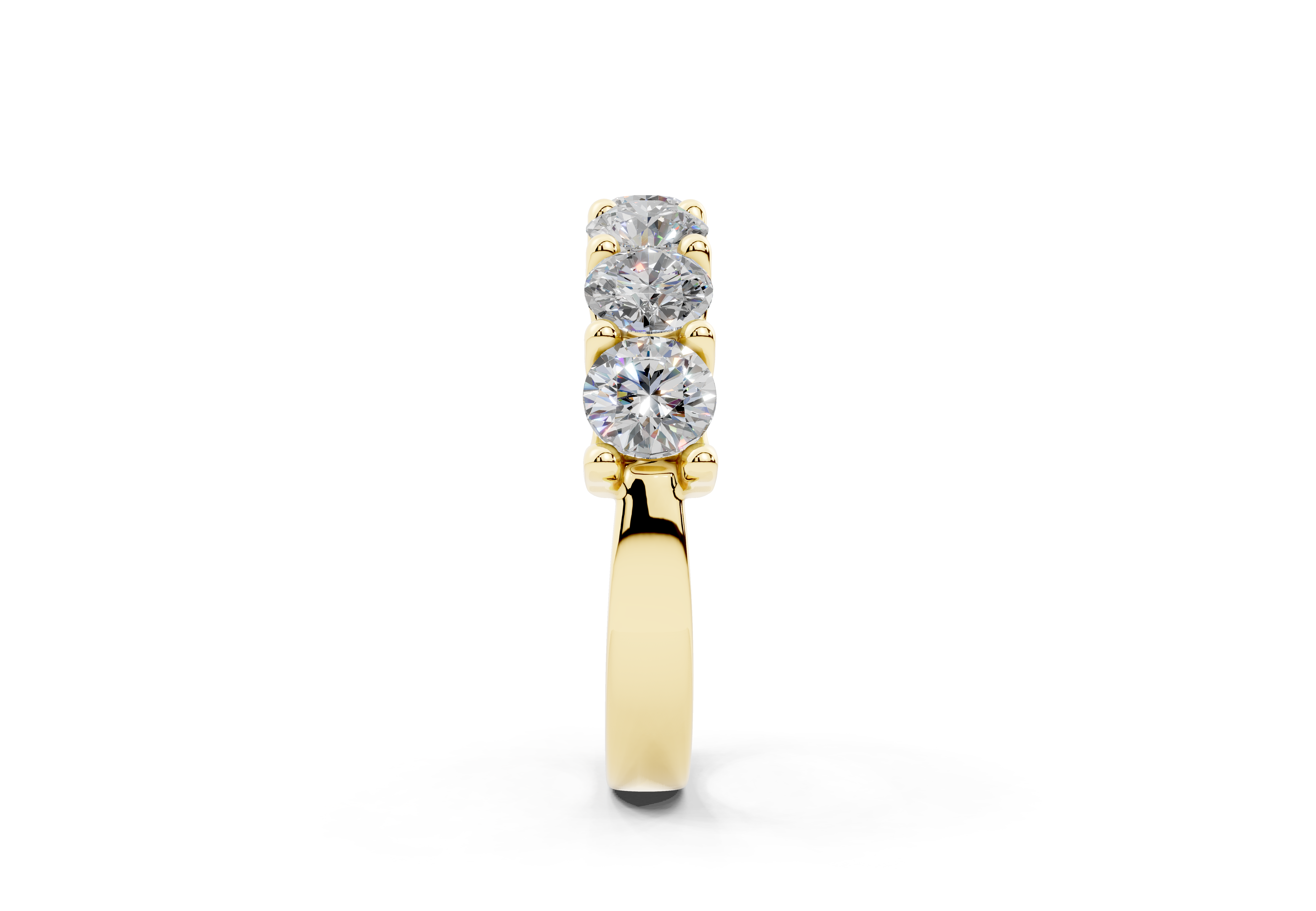 2 Carat 18K Gold Claw Prong Contour Lab-Grown Seven Diamond Half Eternity Ring - Yellow Gold#Material_Yellow Gold#