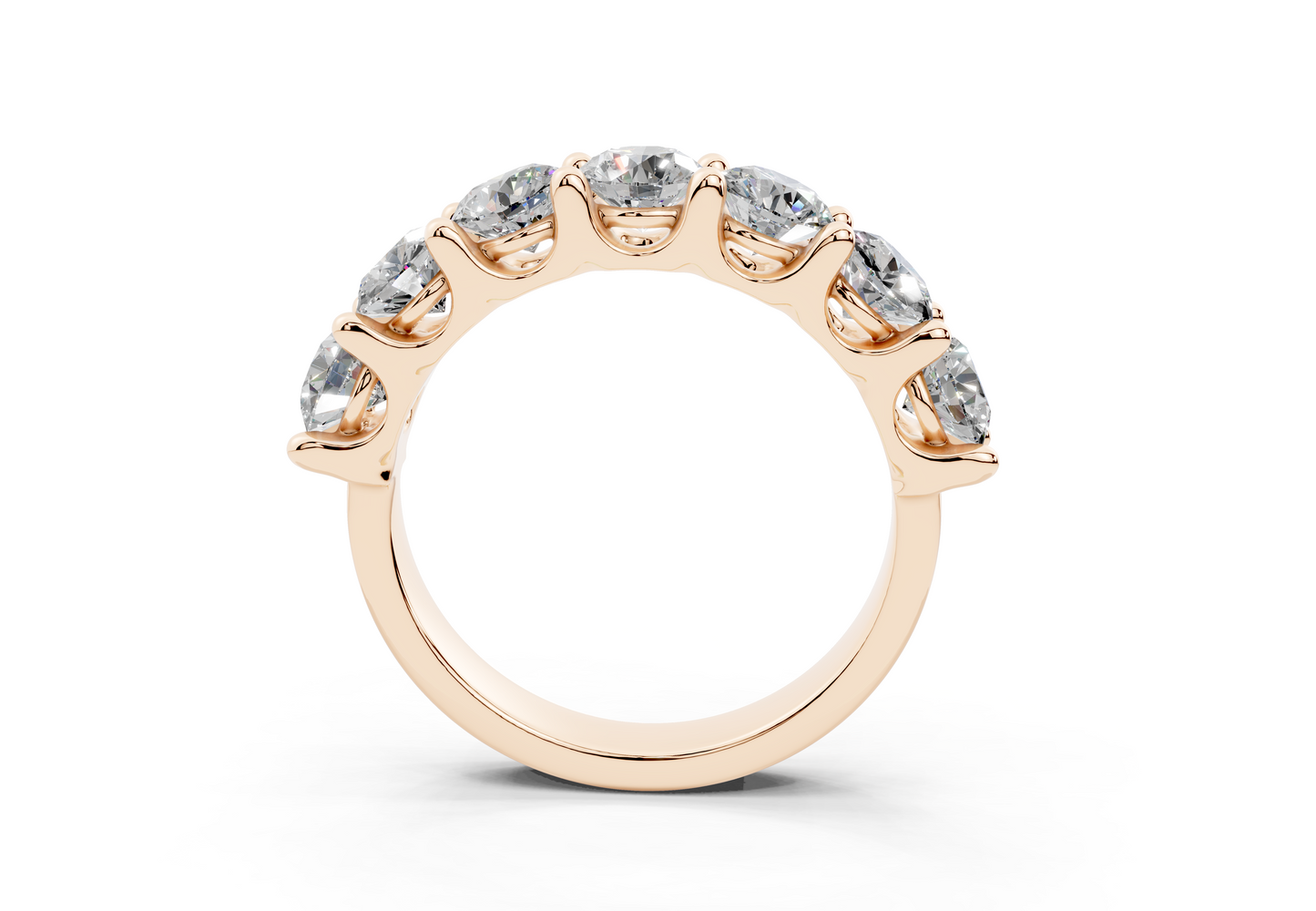 2 Carat 18K Gold Claw Prong Contour Lab-Grown Seven Diamond Half Eternity Ring
