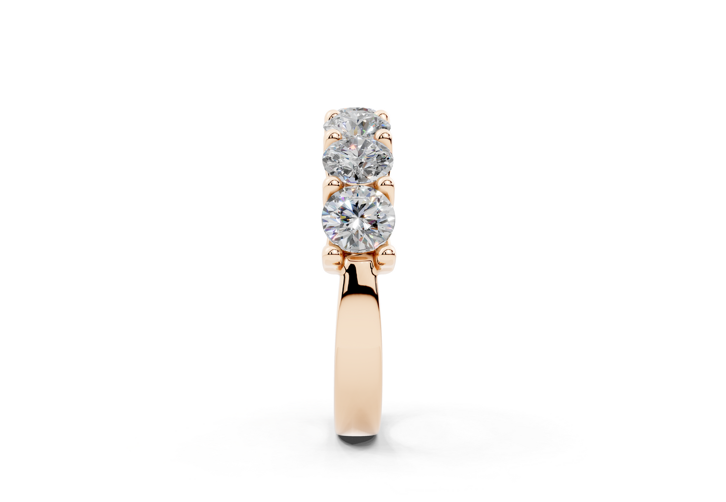 2 Carat 18K Gold Claw Prong Contour Lab-Grown Seven Diamond Half Eternity Ring