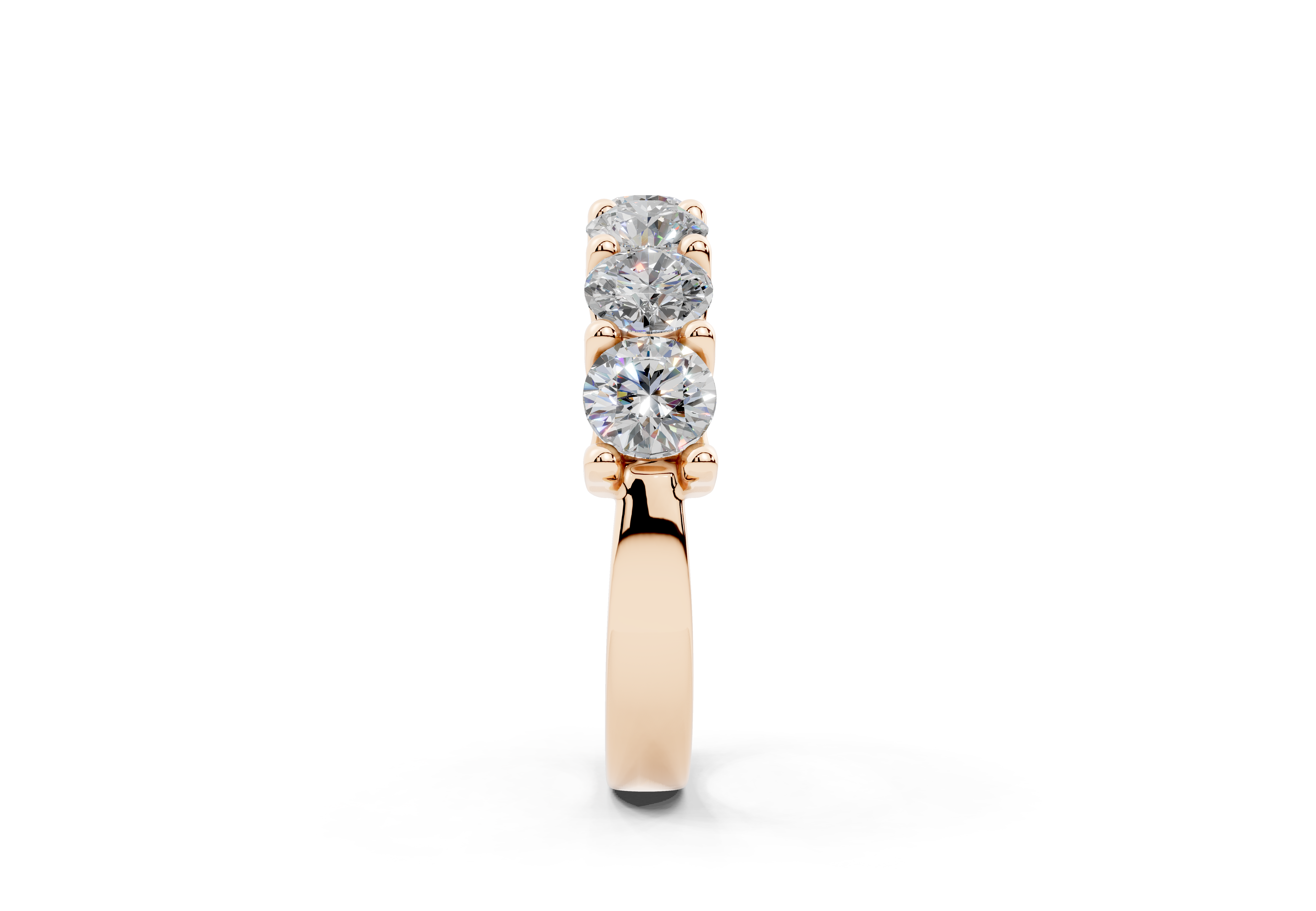 2 Carat 18K Gold Claw Prong Contour Lab-Grown Seven Diamond Half Eternity Ring - Rose Gold#Material_Rose Gold#