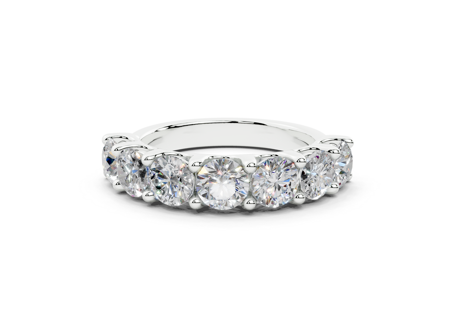 2 Carat 18K Gold Claw Prong Contour Lab-Grown Seven Diamond Half Eternity Ring