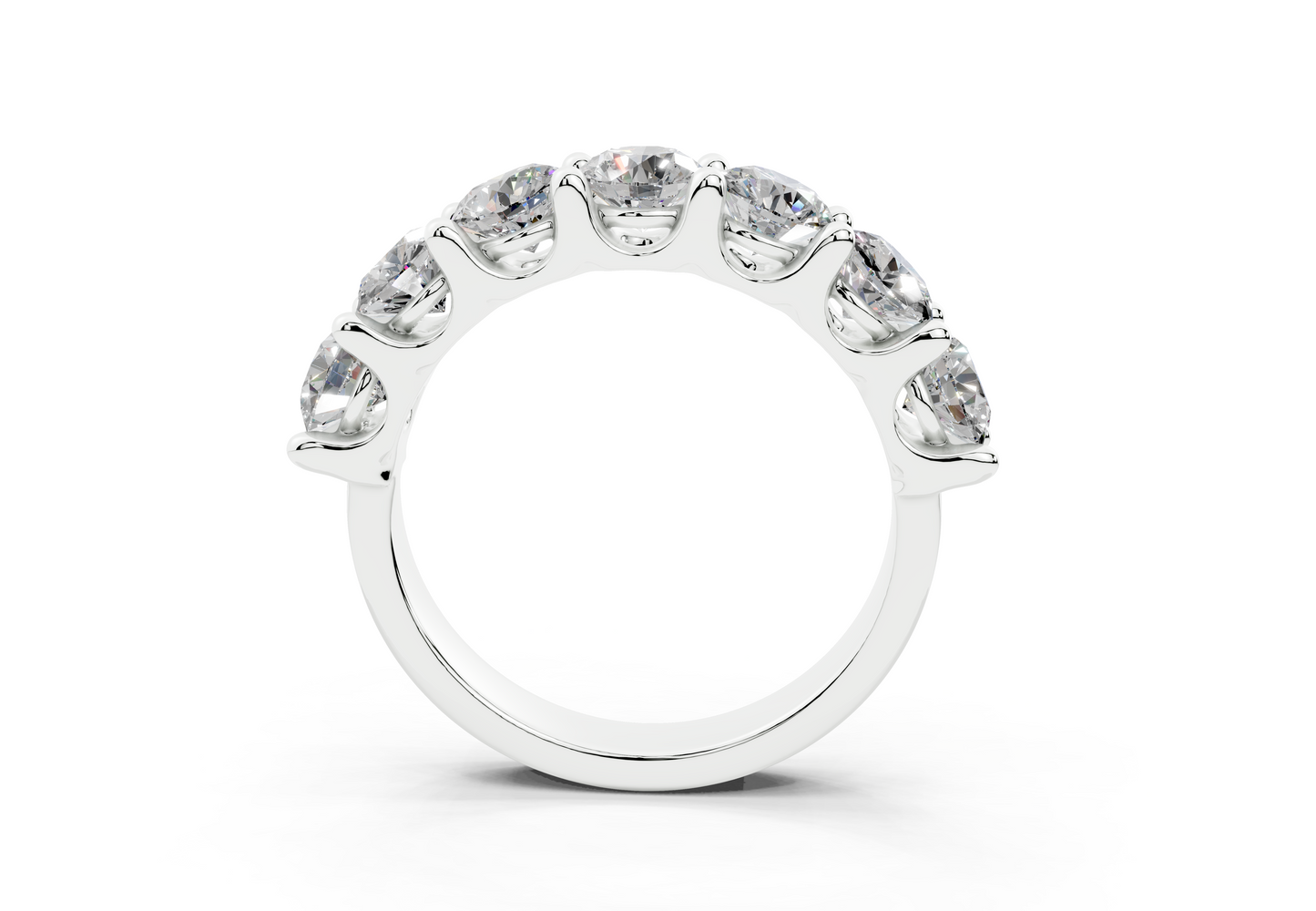 2 Carat 18K Gold Claw Prong Contour Lab-Grown Seven Diamond Half Eternity Ring