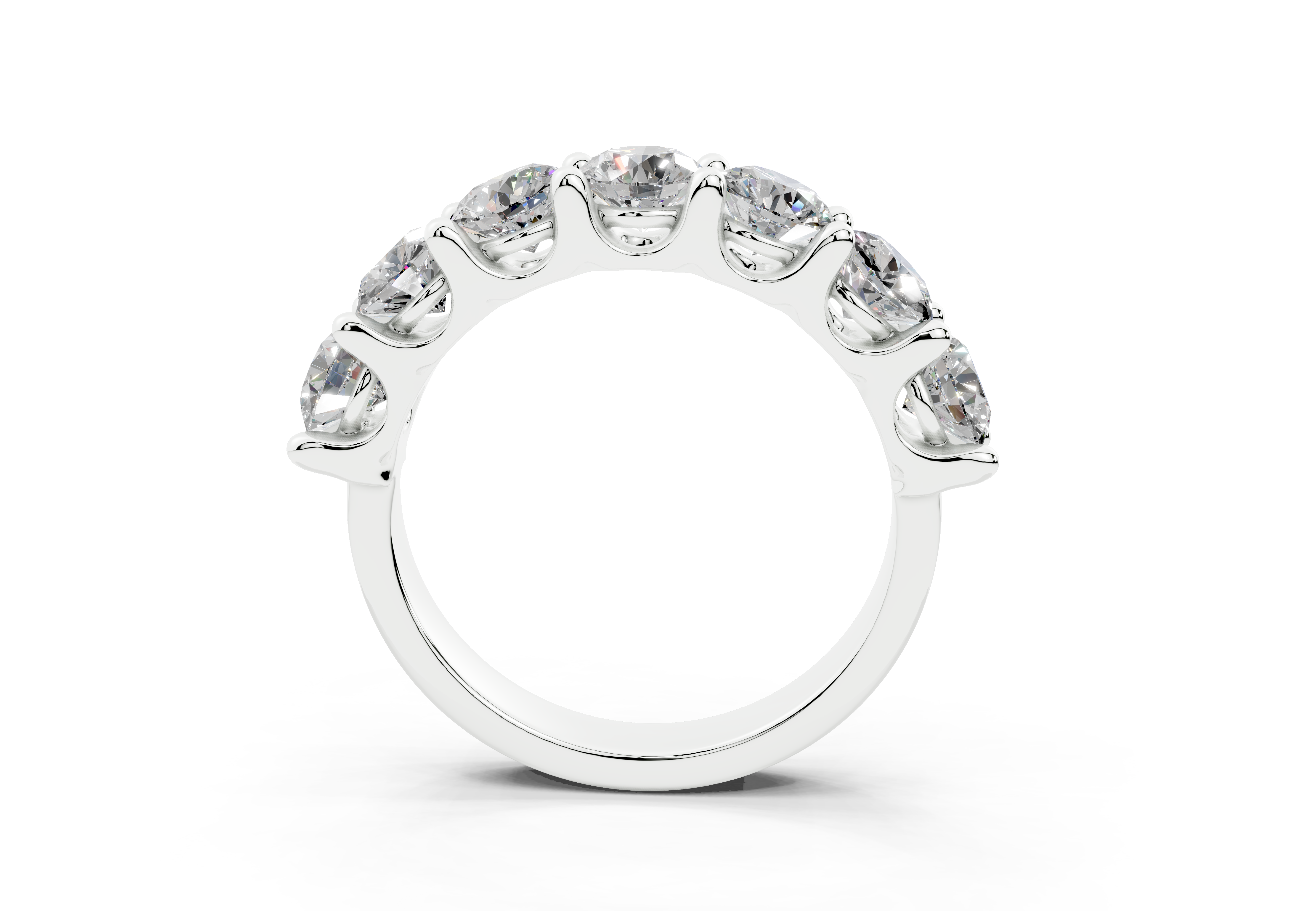 2 Carat 18K Gold Claw Prong Contour Lab-Grown Seven Diamond Half Eternity Ring - White Gold#Material_White Gold#