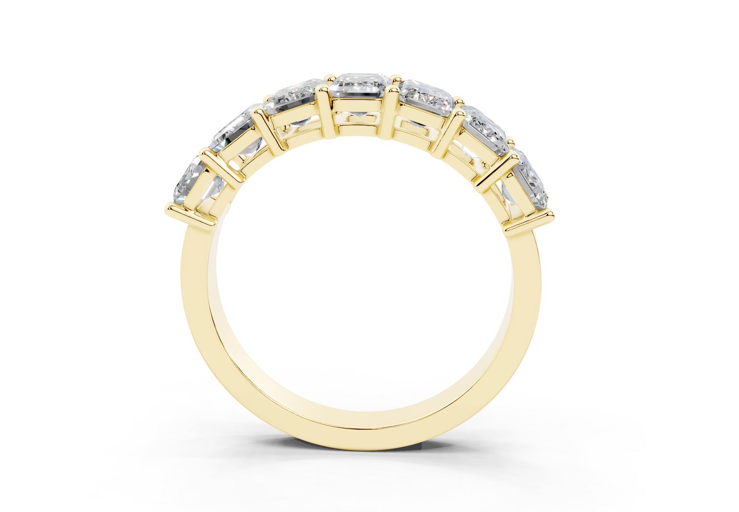 2 Carat 18K Gold Claw Prong Contour Lab-Grown Seven Diamond Half Eternity Ring
