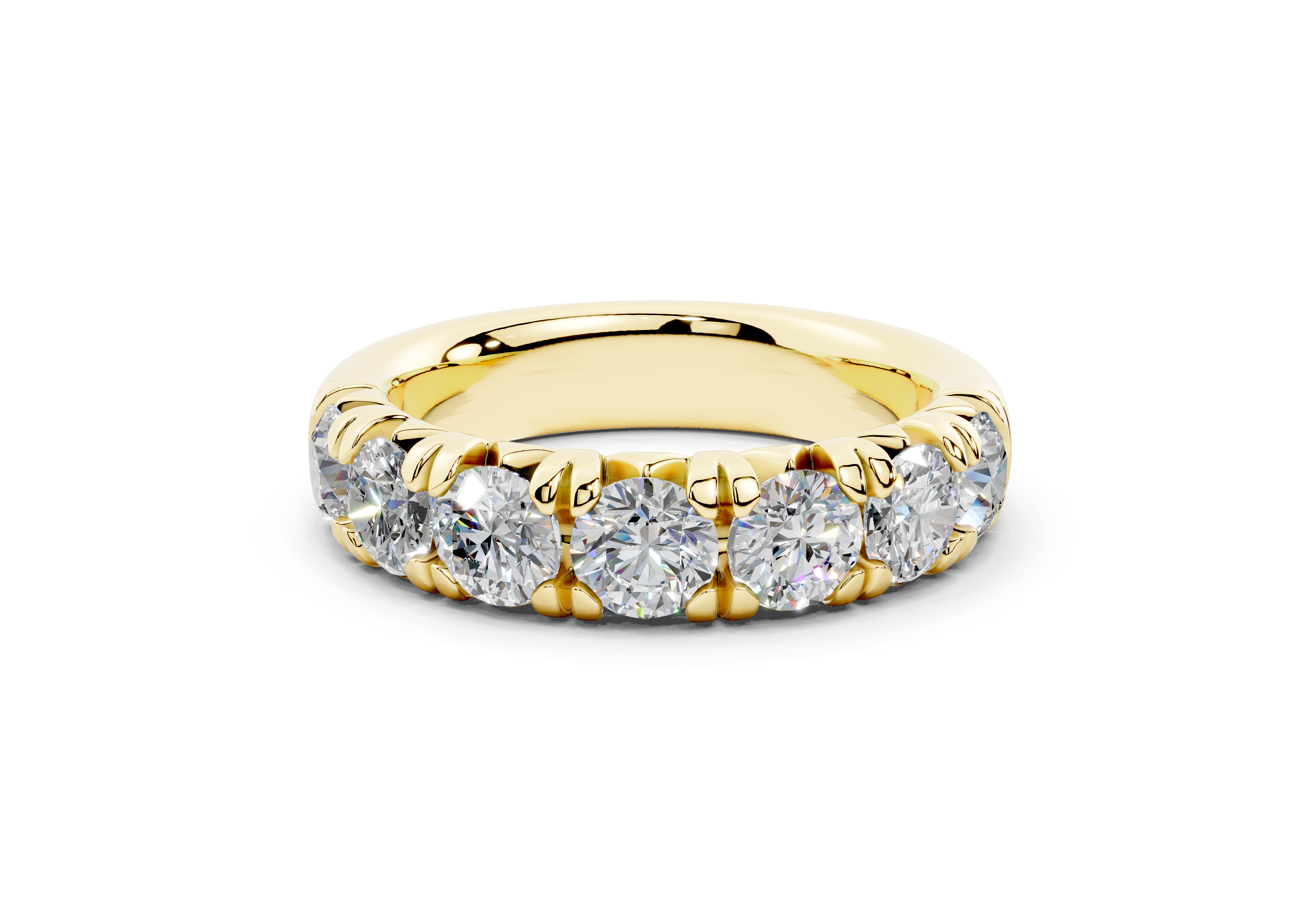 2 Carat 18K Gold French Half Pavé Slim Lab-Grown Diamond Ring - Yellow Gold#Material_Yellow Gold#
