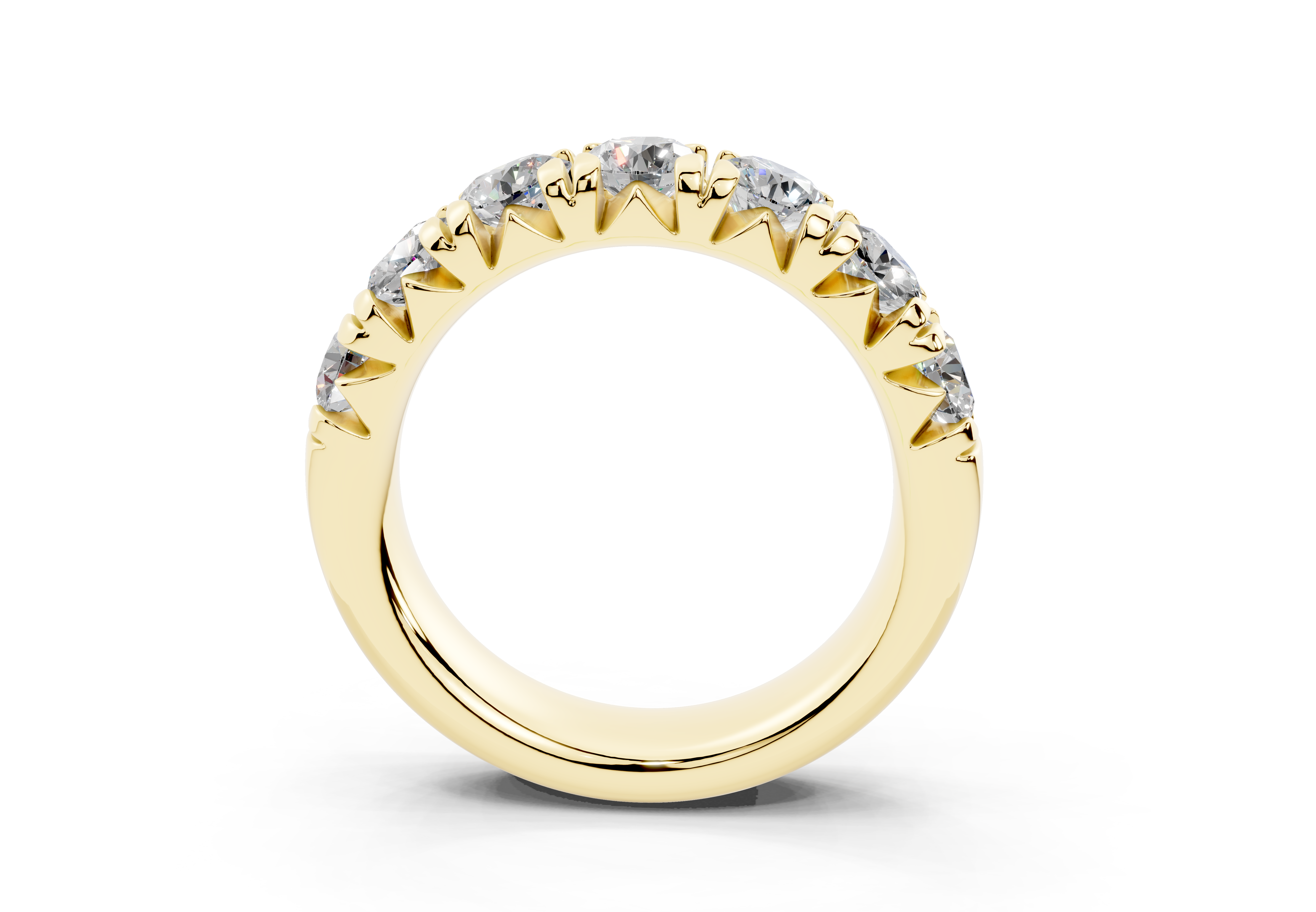 2 Carat 18K Gold French Half Pavé Slim Lab-Grown Diamond Ring - Yellow Gold#Material_Yellow Gold#