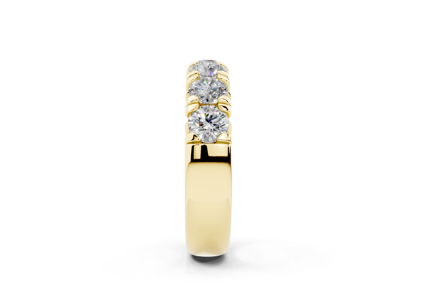 2 Carat 18K Gold French Half Pavé Slim Lab-Grown Diamond Ring