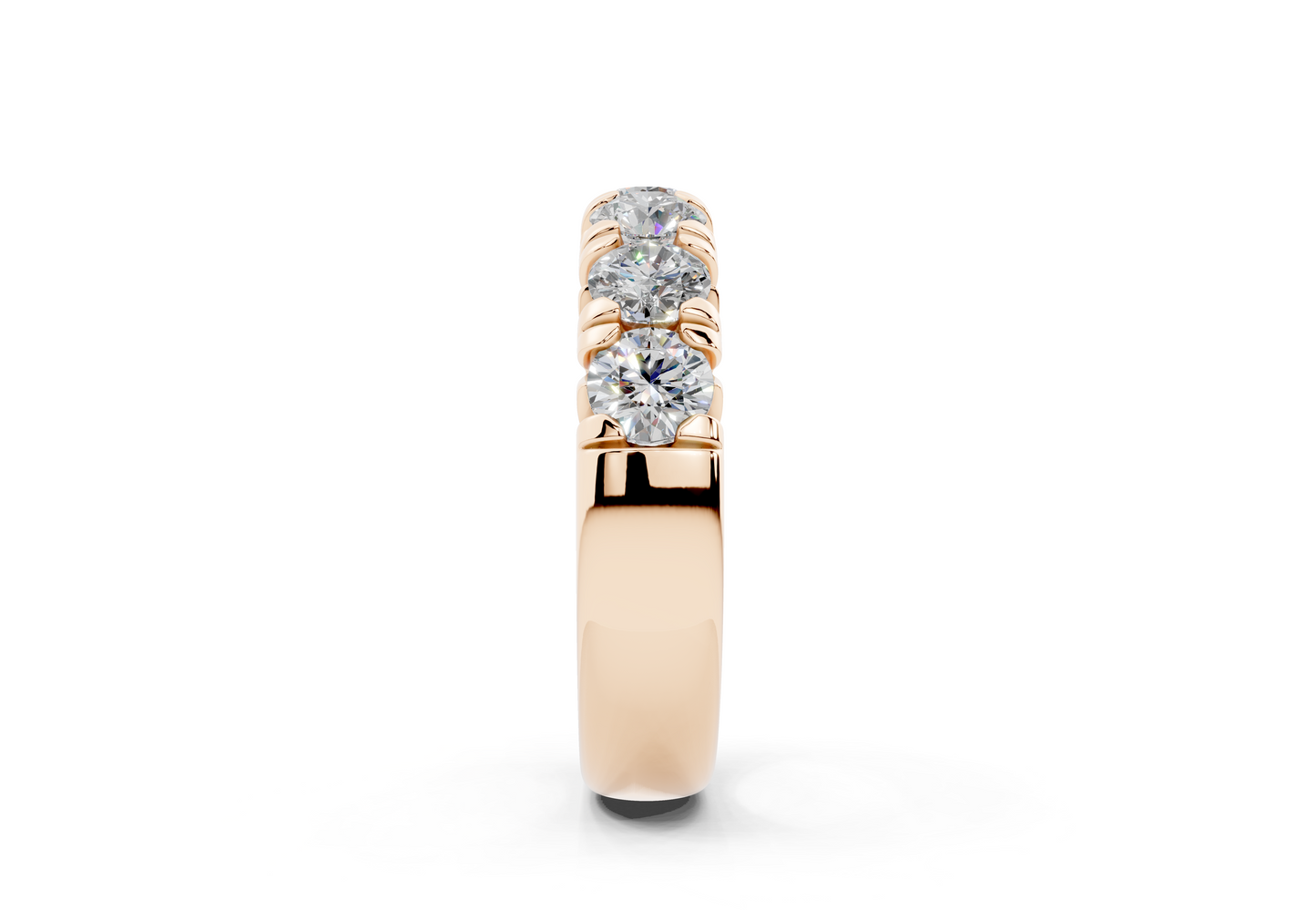2 Carat 18K Gold French Half Pavé Slim Lab-Grown Diamond Ring