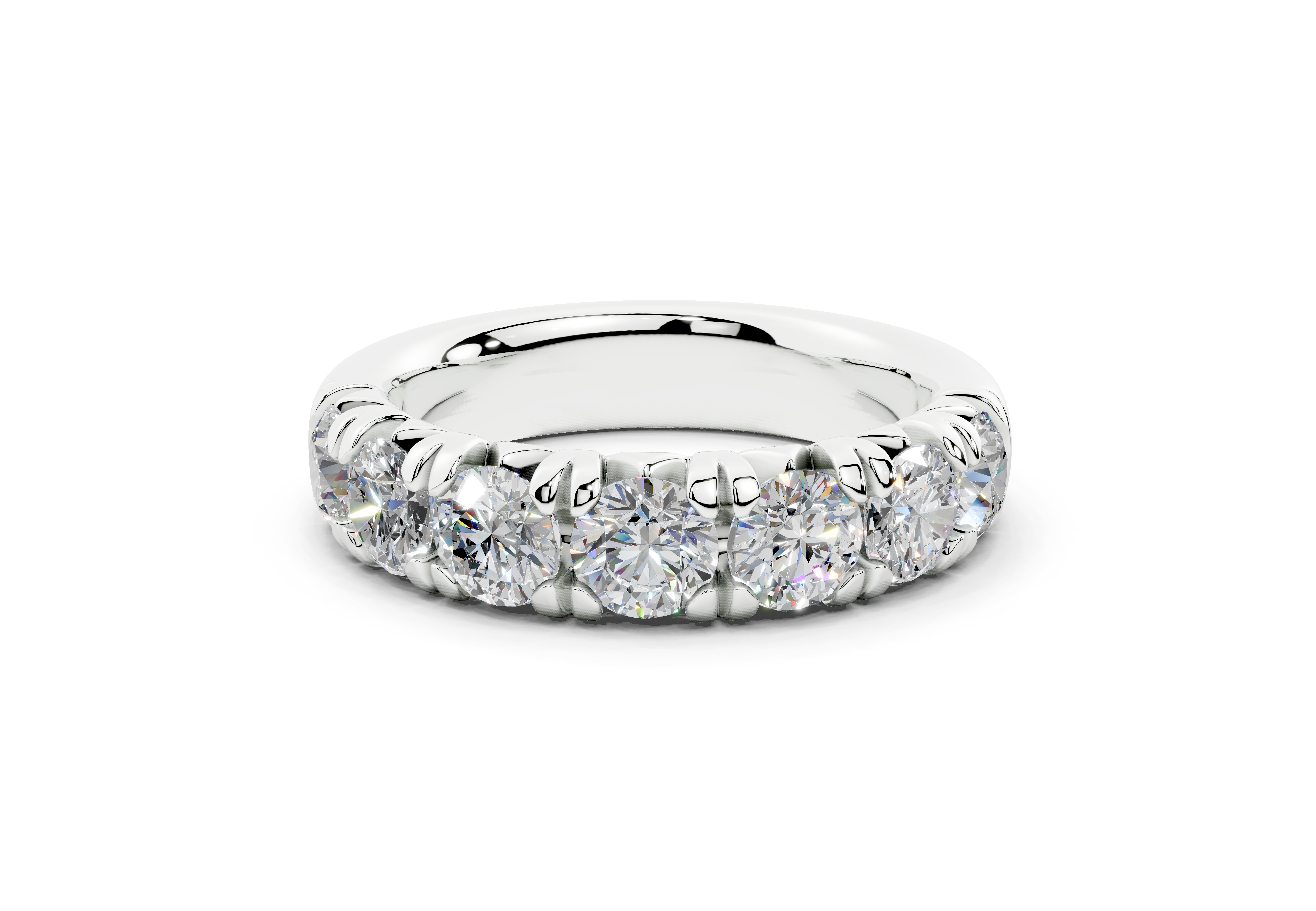2 Carat 18K Gold French Half Pavé Slim Lab-Grown Diamond Ring - White Gold#Material_White Gold#