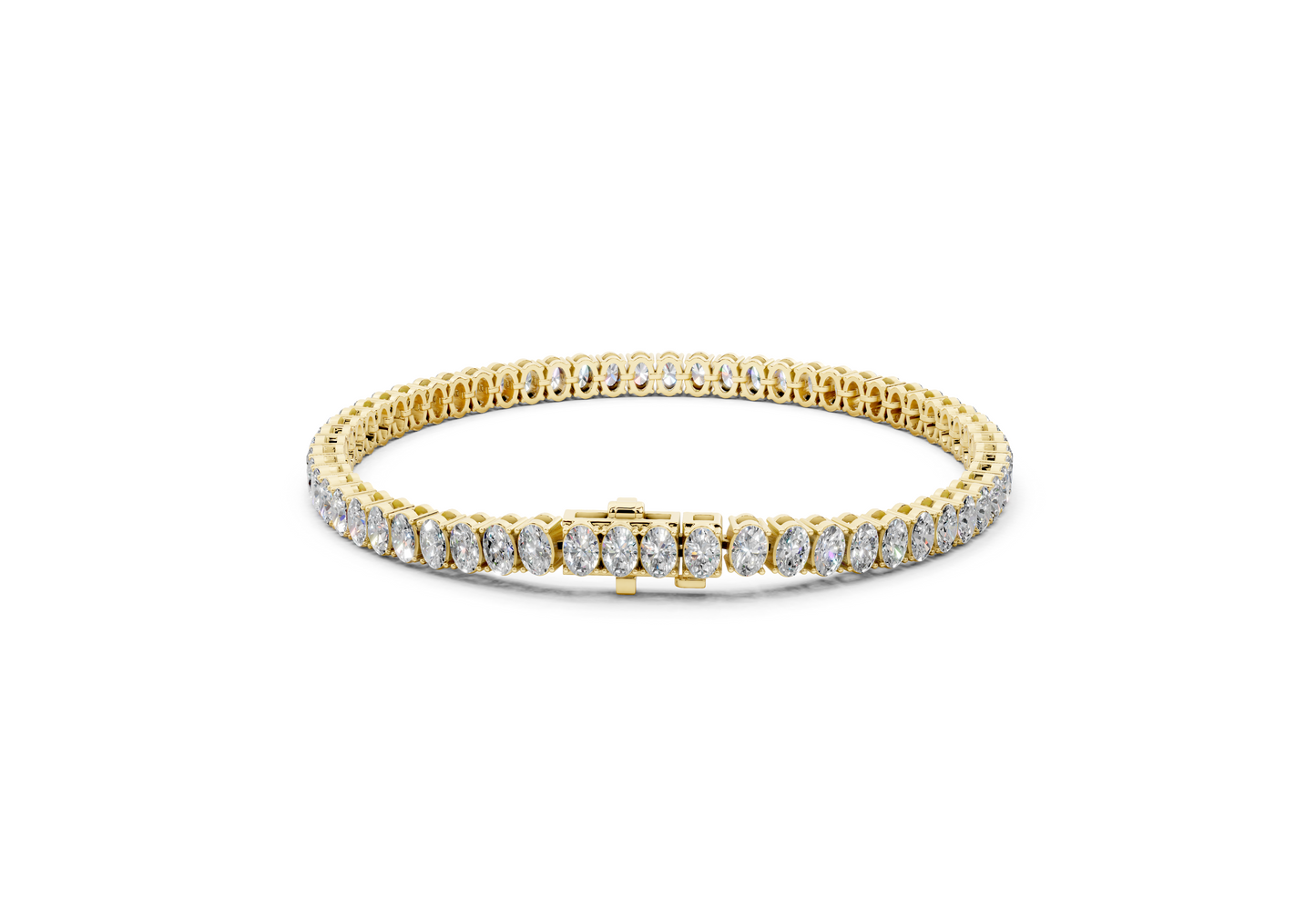 12 Carat 18K Gold Classic Oval Cut Lab Grown Diamond Tennis Bracelet