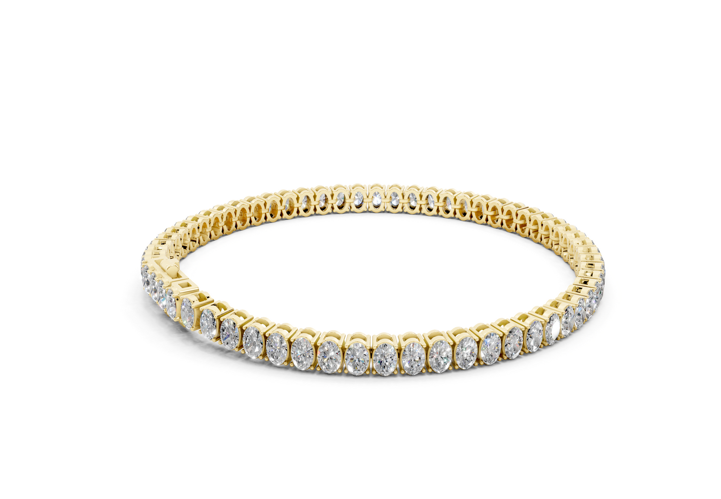 12 Carat 18K Gold Classic Oval Cut Lab Grown Diamond Tennis Bracelet