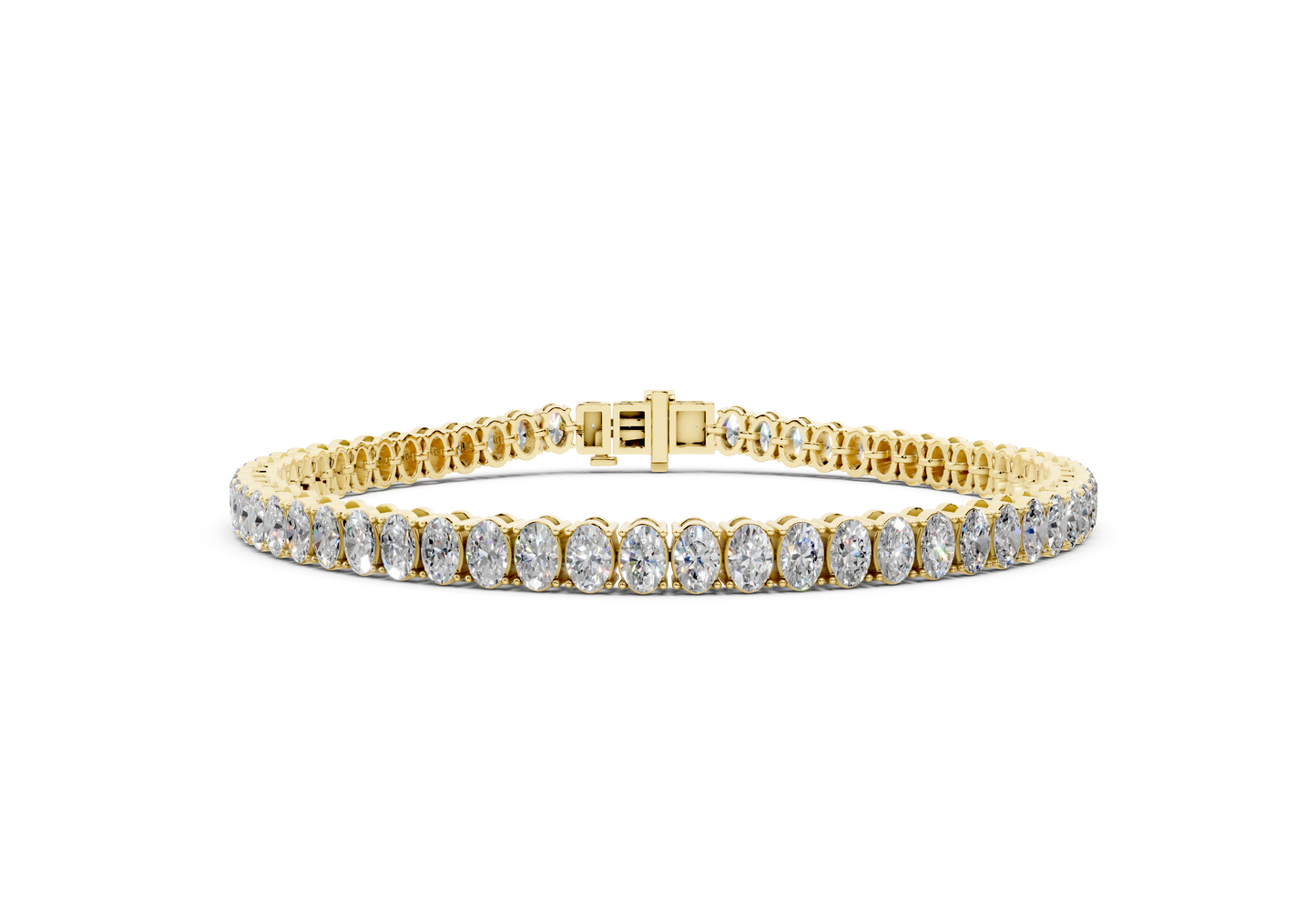 12 Carat 18K Gold Classic Oval Cut Lab Grown Diamond Tennis Bracelet