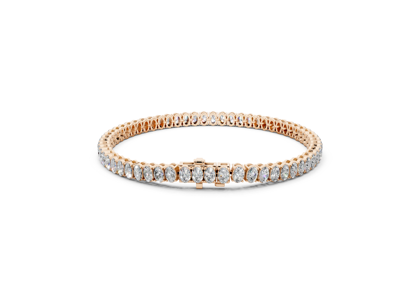 12 Carat 18K Gold Classic Oval Cut Lab Grown Diamond Tennis Bracelet