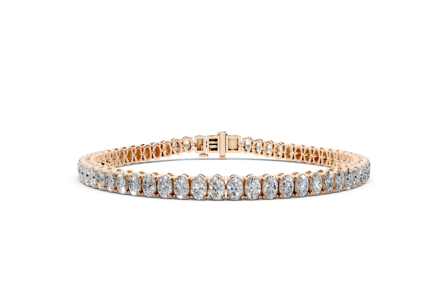 12 Carat 18K Gold Classic Oval Cut Lab Grown Diamond Tennis Bracelet