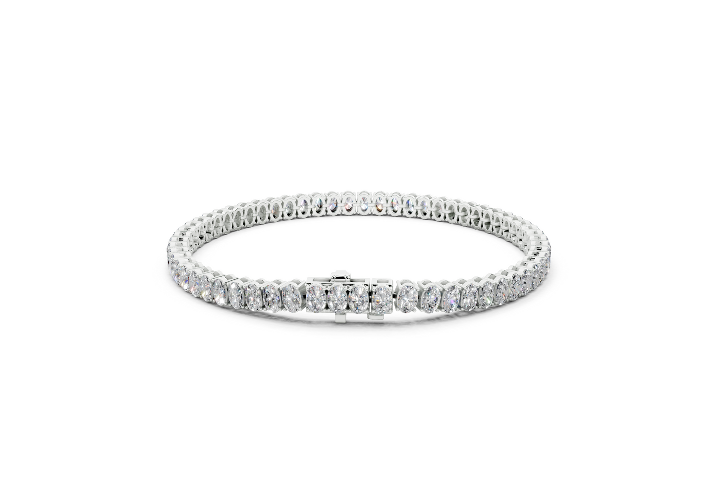 12 Carat 18K Gold Classic Oval Cut Lab Grown Diamond Tennis Bracelet