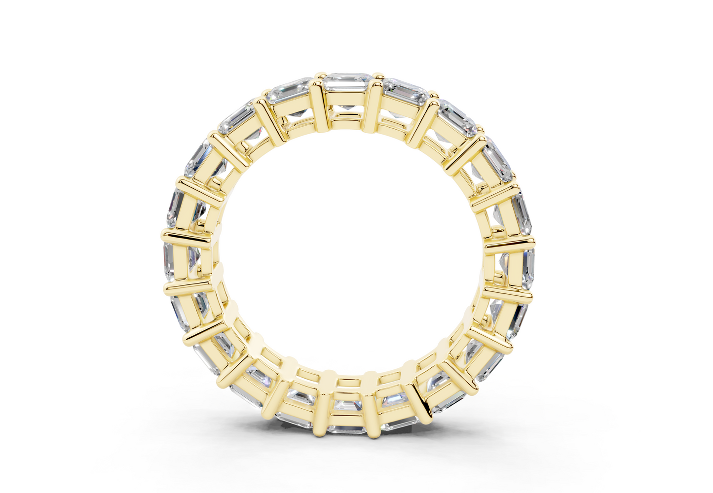 4 Carat 18K Gold Asscher Cut Classic Slim Diamond Eternity Ring