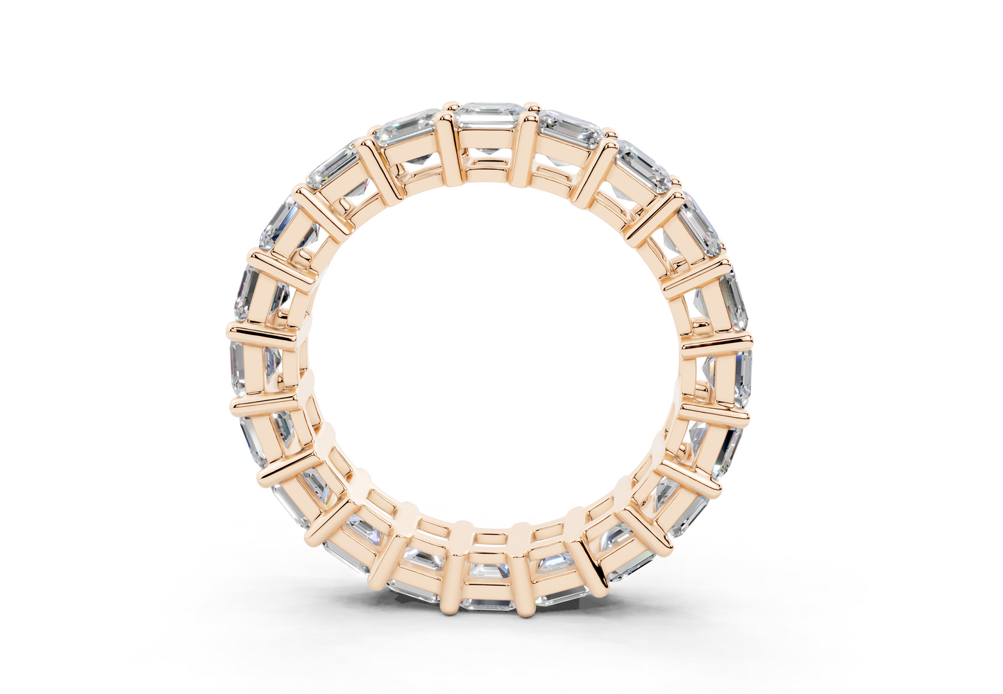 4 Carat 18K Gold Asscher Cut Classic Slim Diamond Eternity Ring
