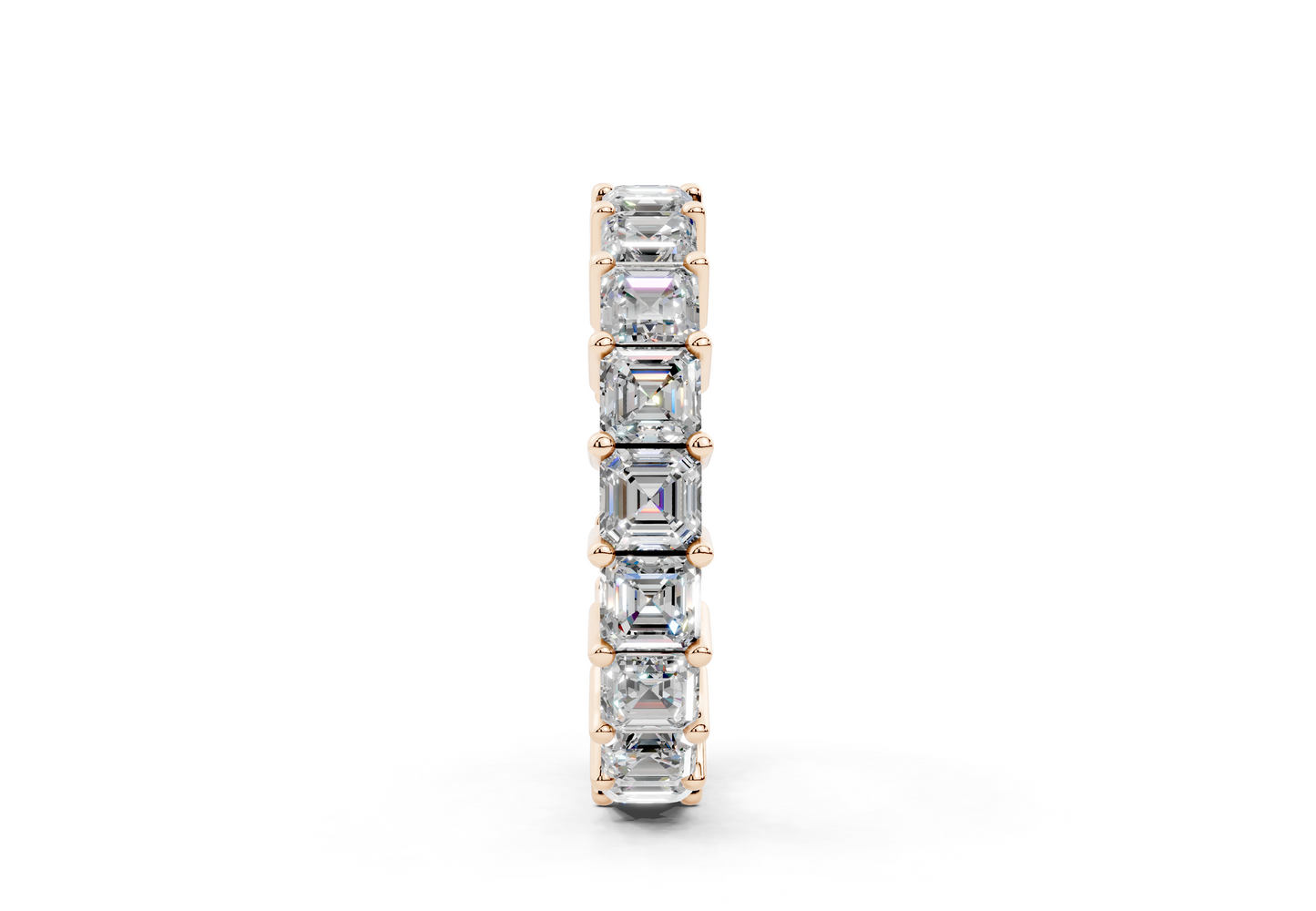 4 Carat 18K Gold Asscher Cut Classic Slim Diamond Eternity Ring
