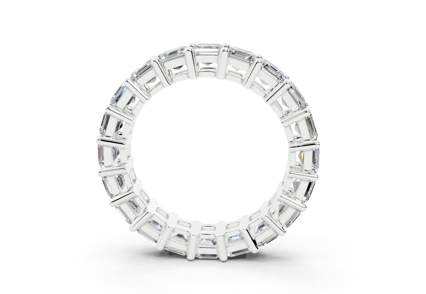 4 Carat 18K Gold Asscher Cut Classic Slim Diamond Eternity Ring