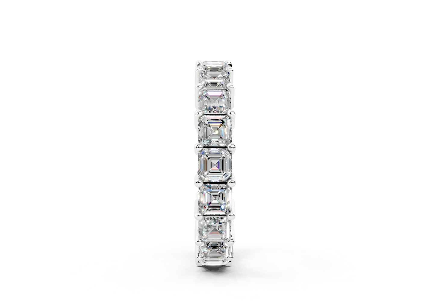 4 Carat 18K Gold Asscher Cut Classic Slim Diamond Eternity Ring