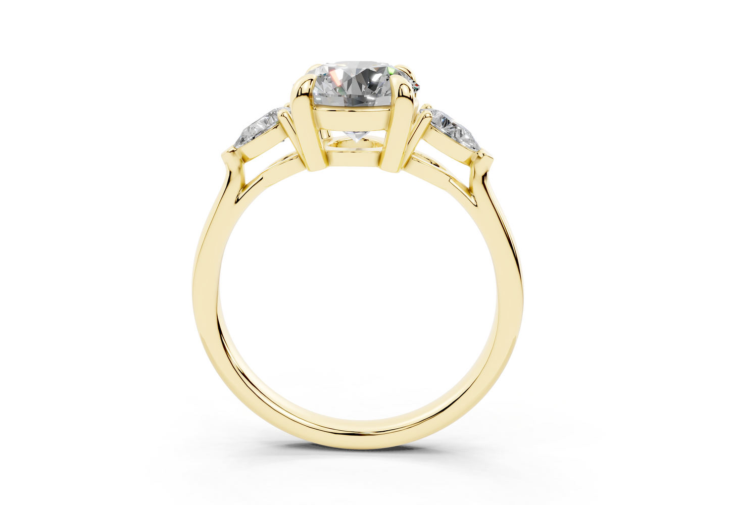 18K Gold Three Stone Pear Shaped Diamond Engagement Ring 1.5 Carat