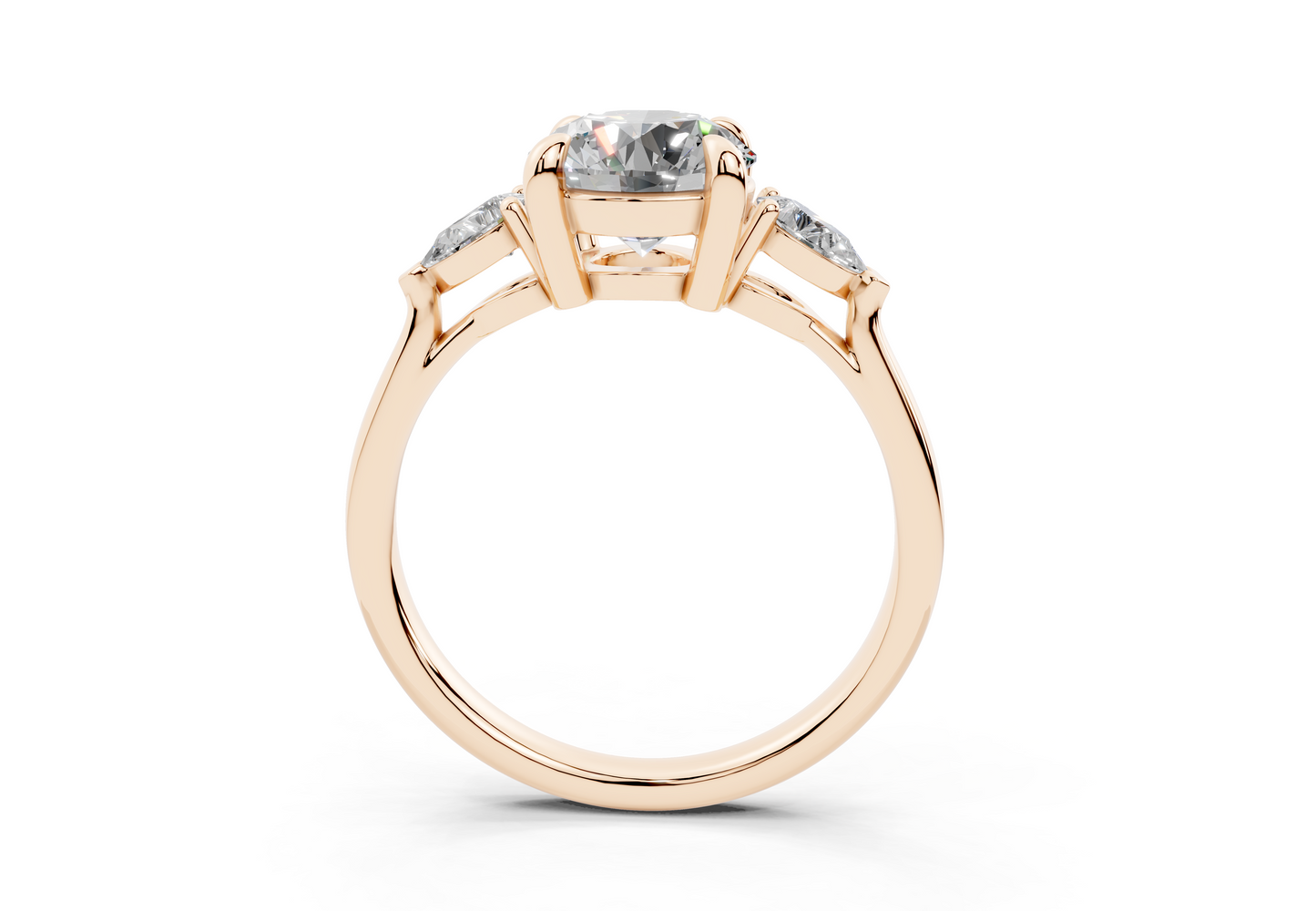 18K Gold Three Stone Pear Shaped Diamond Engagement Ring 1.5 Carat
