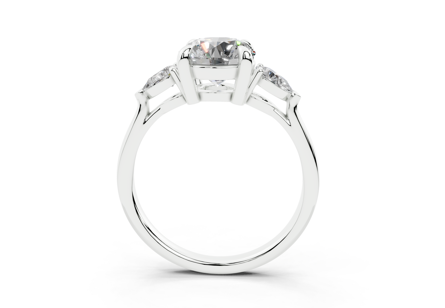 18K Gold Three Stone Pear Shaped Diamond Engagement Ring 1.5 Carat