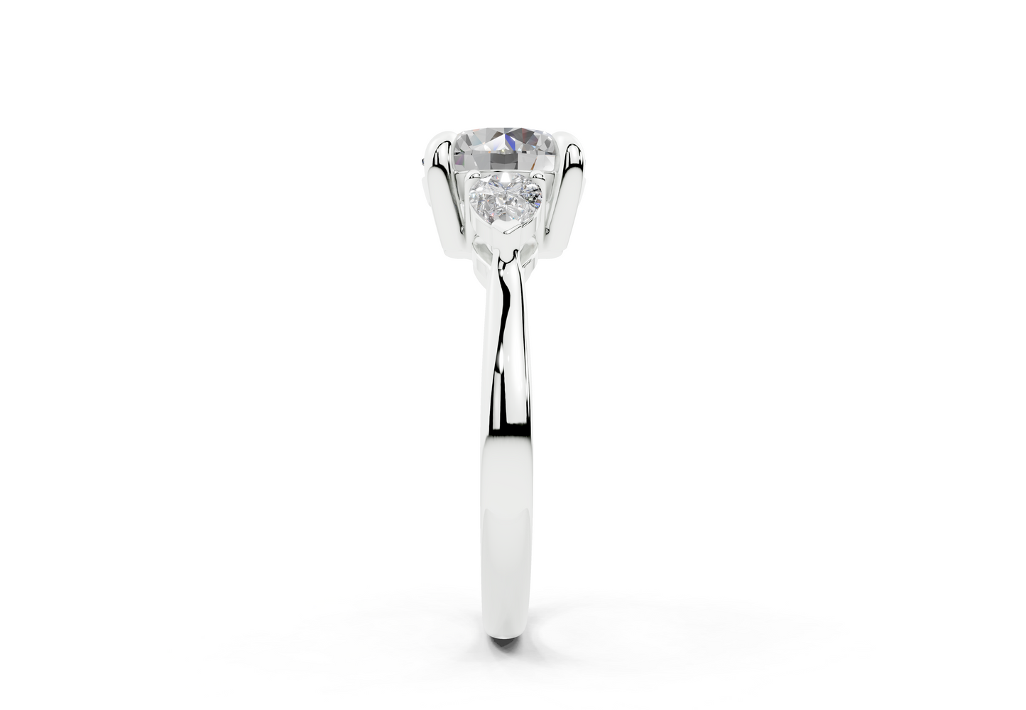 18K Gold Three Stone Pear Shaped Diamond Engagement Ring 2 Carat
