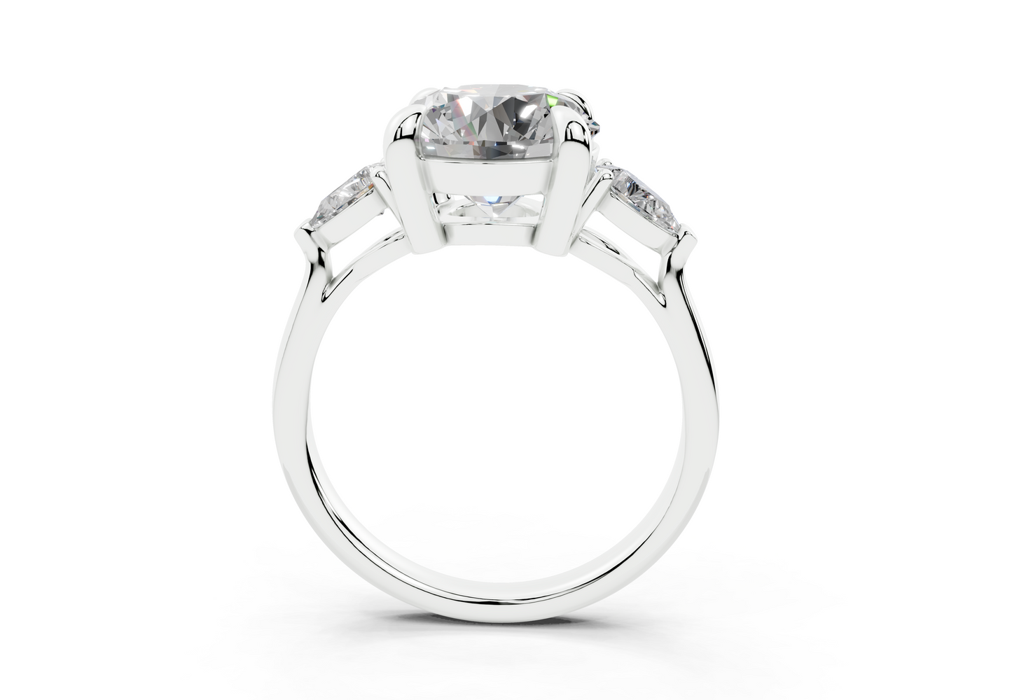 18K Gold Three Stone Pear Shaped Diamond Engagement Ring 3 Carat