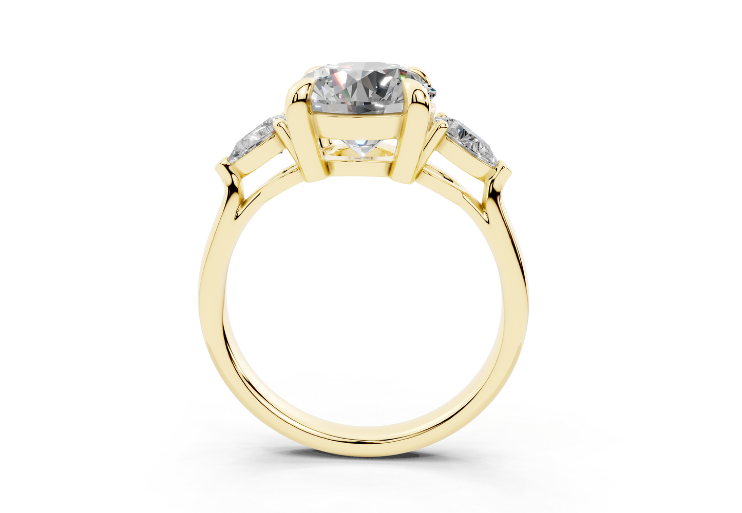 18K Gold Three Stone Pear Shaped Diamond Engagement Ring 2.5 Carat
