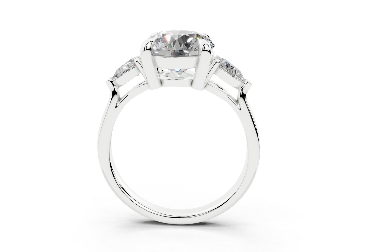 18K Gold Three Stone Pear Shaped Diamond Engagement Ring 2.5 Carat