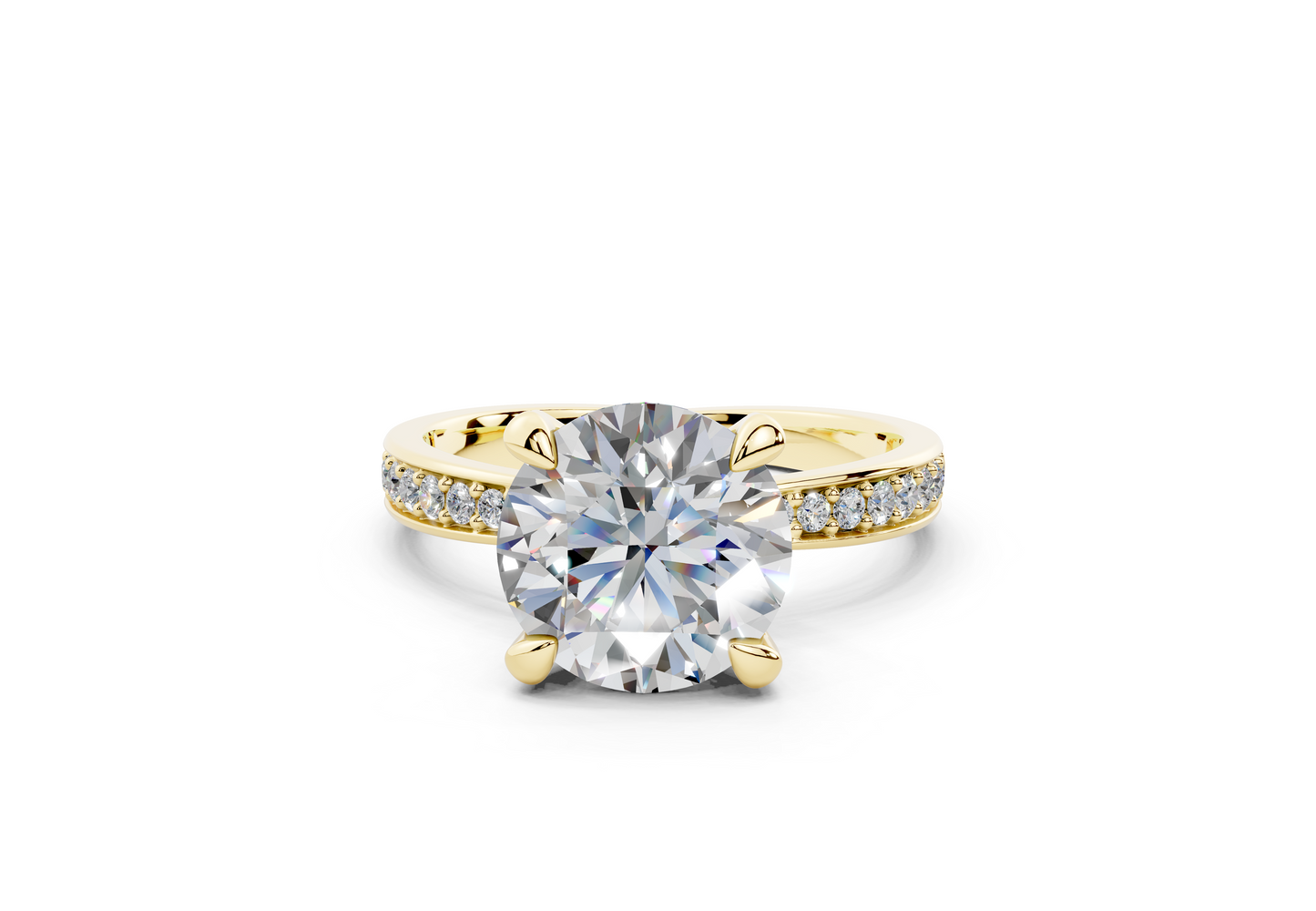 18K Gold Comfort Half Pavé Diamond Engagement Ring 2.5 Carat