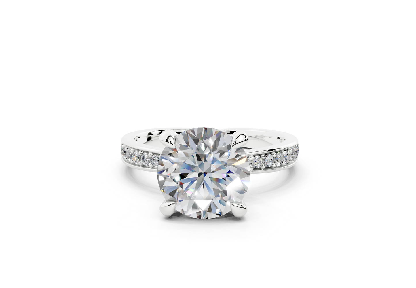 18K Gold Comfort Half Pavé Diamond Engagement Ring 2.5 Carat