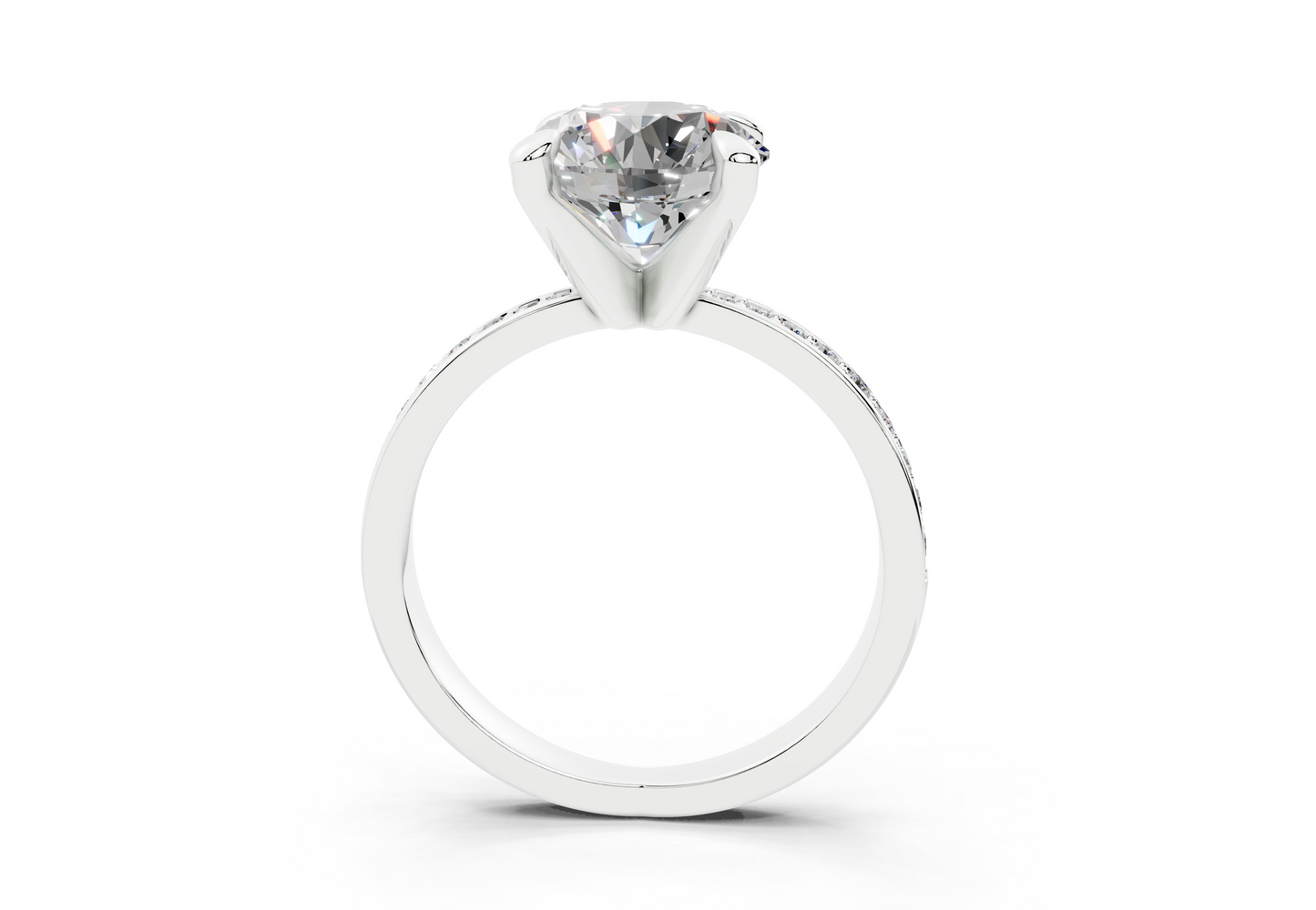 18K Gold Comfort Half Pavé Diamond Engagement Ring 2.5 Carat