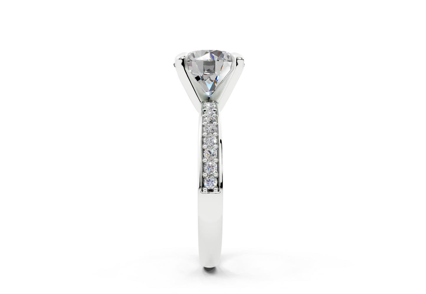 18K Gold Comfort Half Pavé Diamond Engagement Ring 2.5 Carat