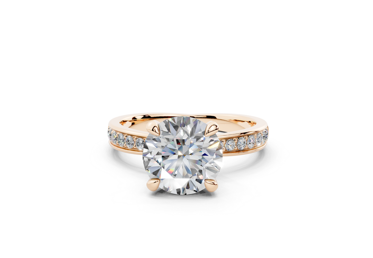 18K Gold Comfort Half Pavé Diamond Engagement Ring 2 Carat - Rose Gold#Material_Rose Gold#