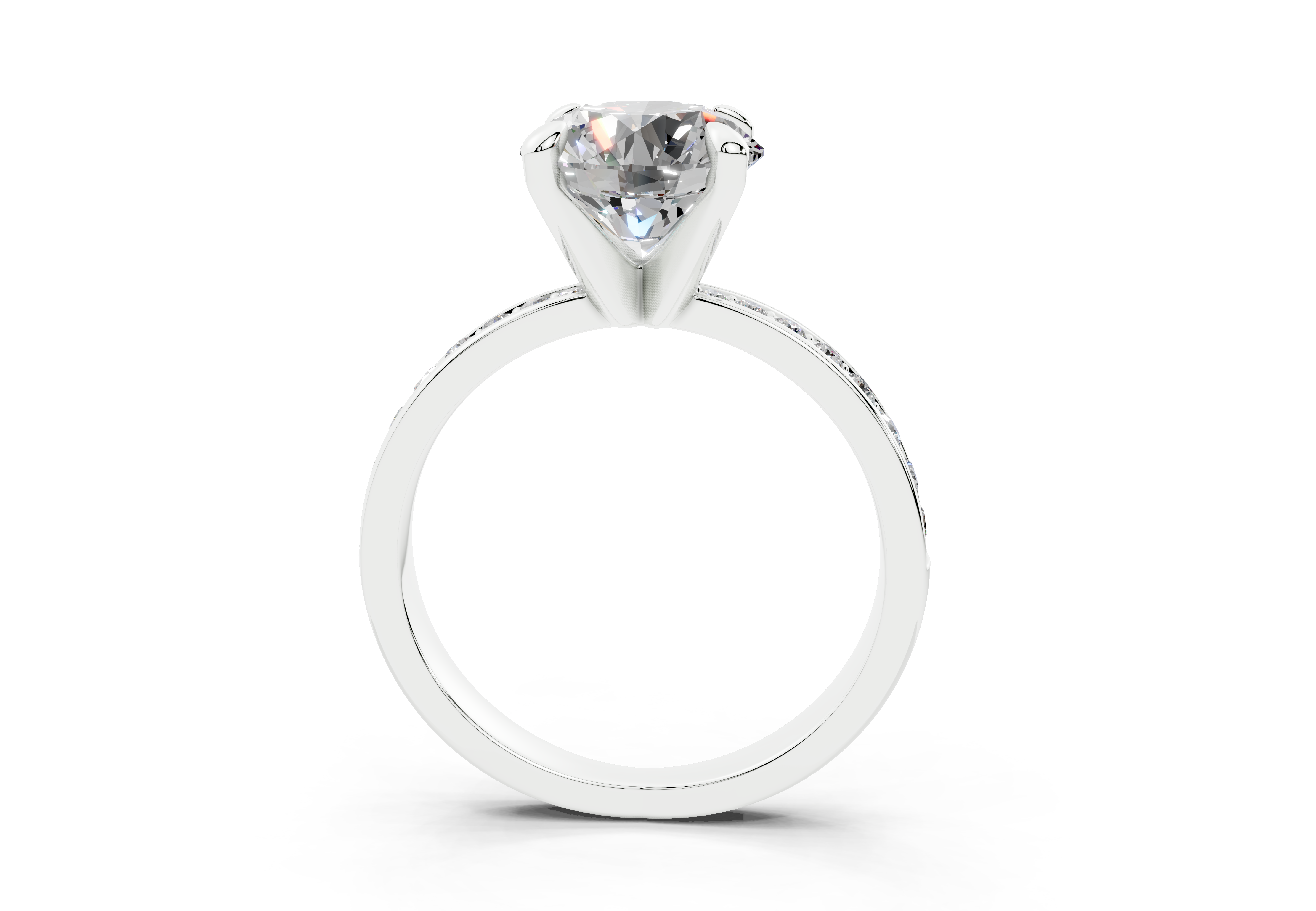 18K Gold Comfort Half Pavé Diamond Engagement Ring 2 Carat - White Gold#Material_White Gold#
