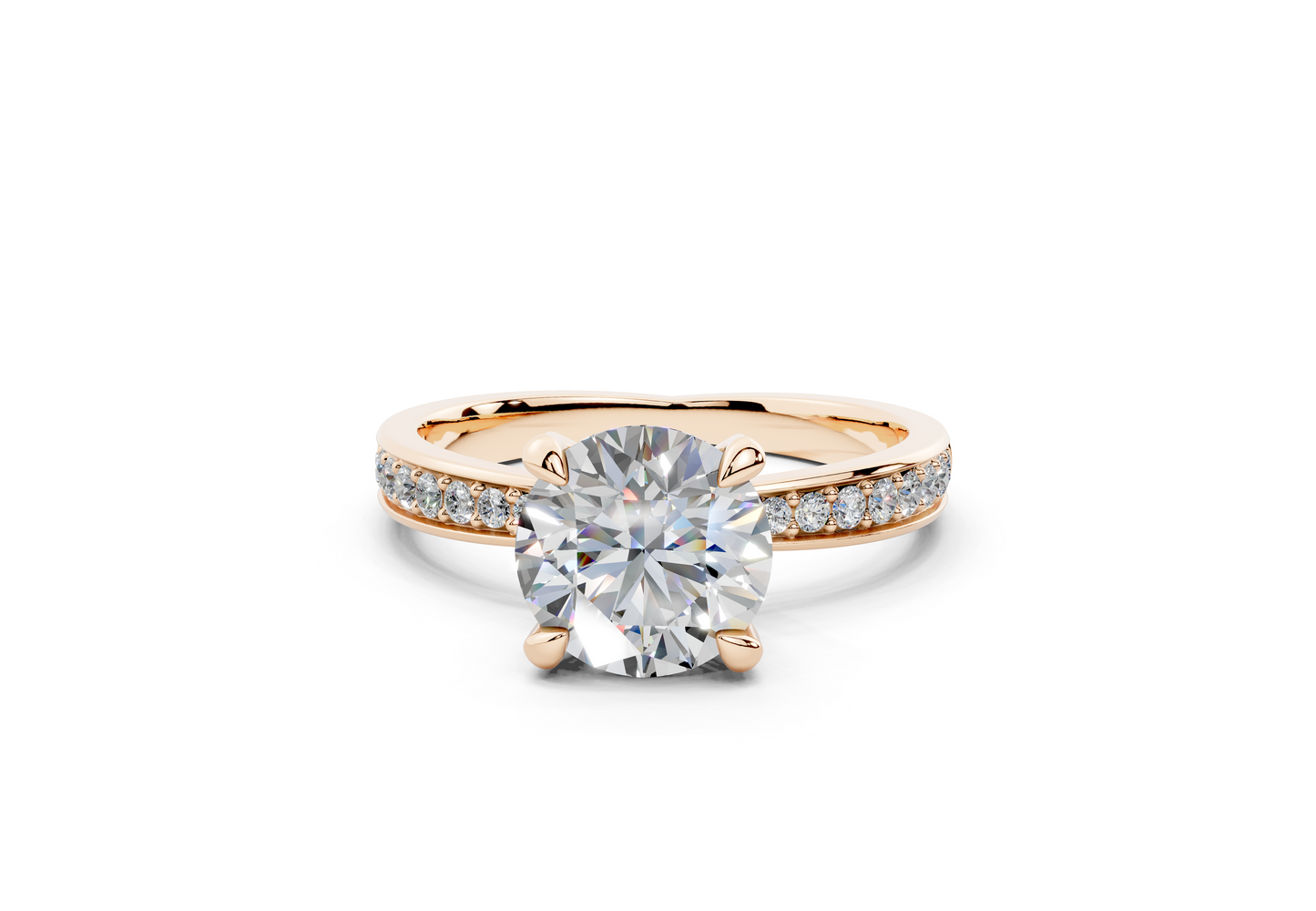 18K Gold Comfort Half Pavé Diamond Engagement Ring 1.5 Carat