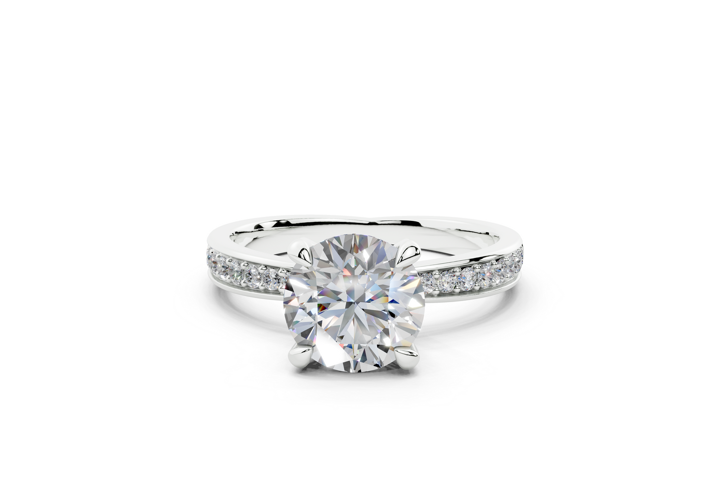 18K Gold Comfort Half Pavé Diamond Engagement Ring 1.5 Carat