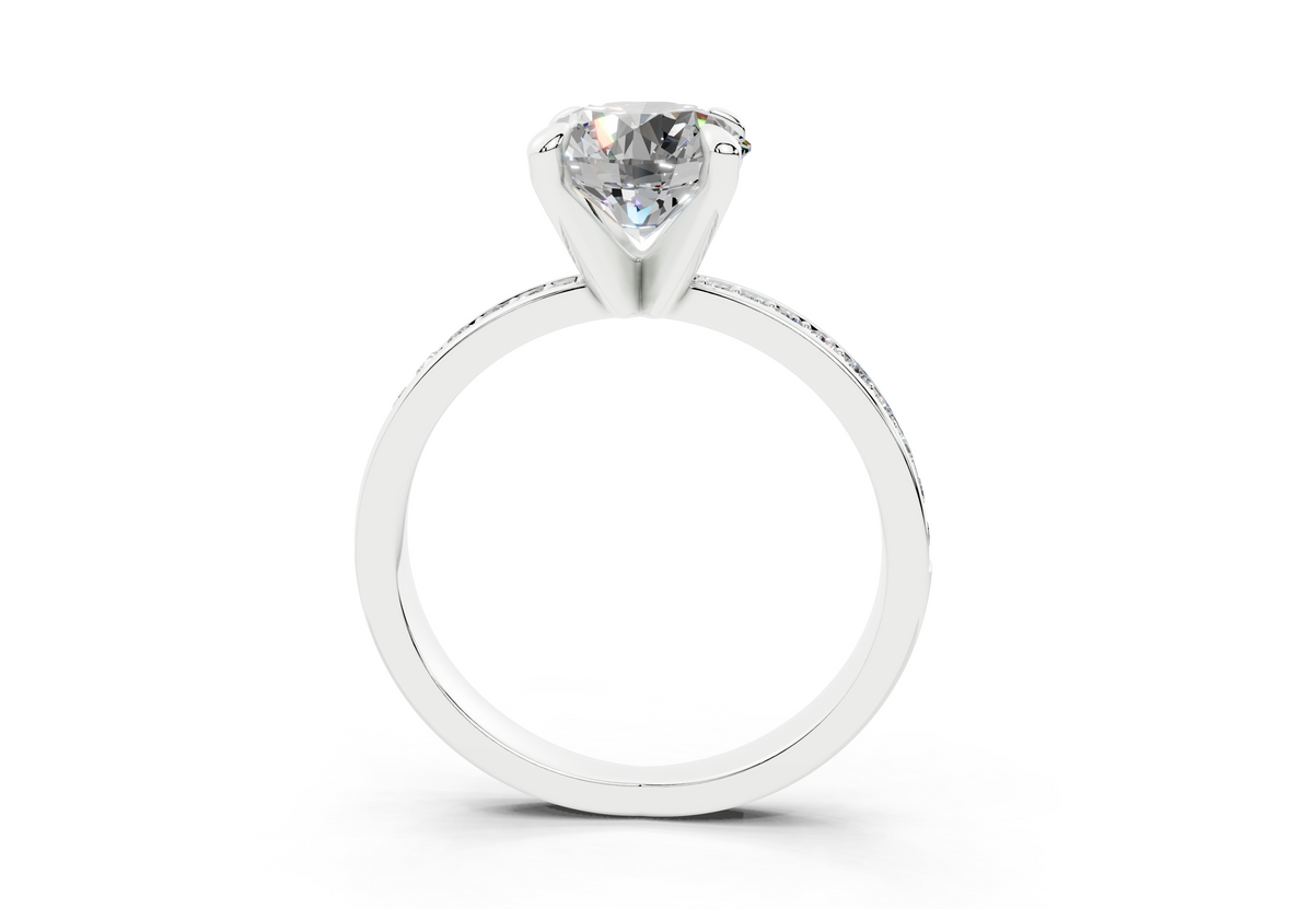 18K Gold Comfort Half Pavé Diamond Engagement Ring 1.5 Carat - White Gold#Material_White Gold#