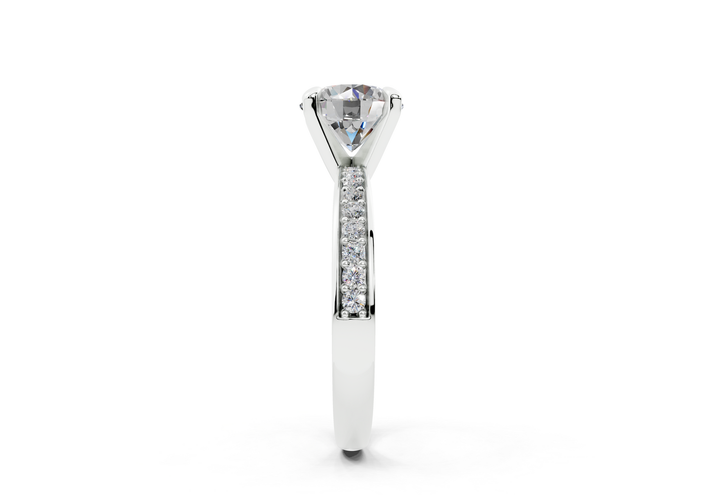 18K Gold Comfort Half Pavé Diamond Engagement Ring 1.5 Carat